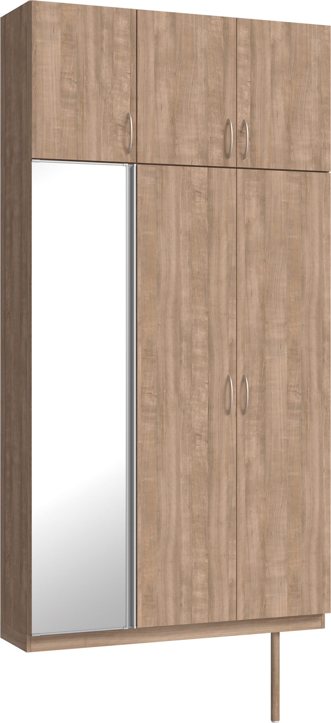 玄関収納　イエリア　開き戸ユニット　フラット縦木目　Ｓ３５　トールＰＬＡＮ　シューズ収納　ミラー扉　１２００幅　〈トープグレー柄〉　ハンドルラウンド型〈Ｔシルバー色〉