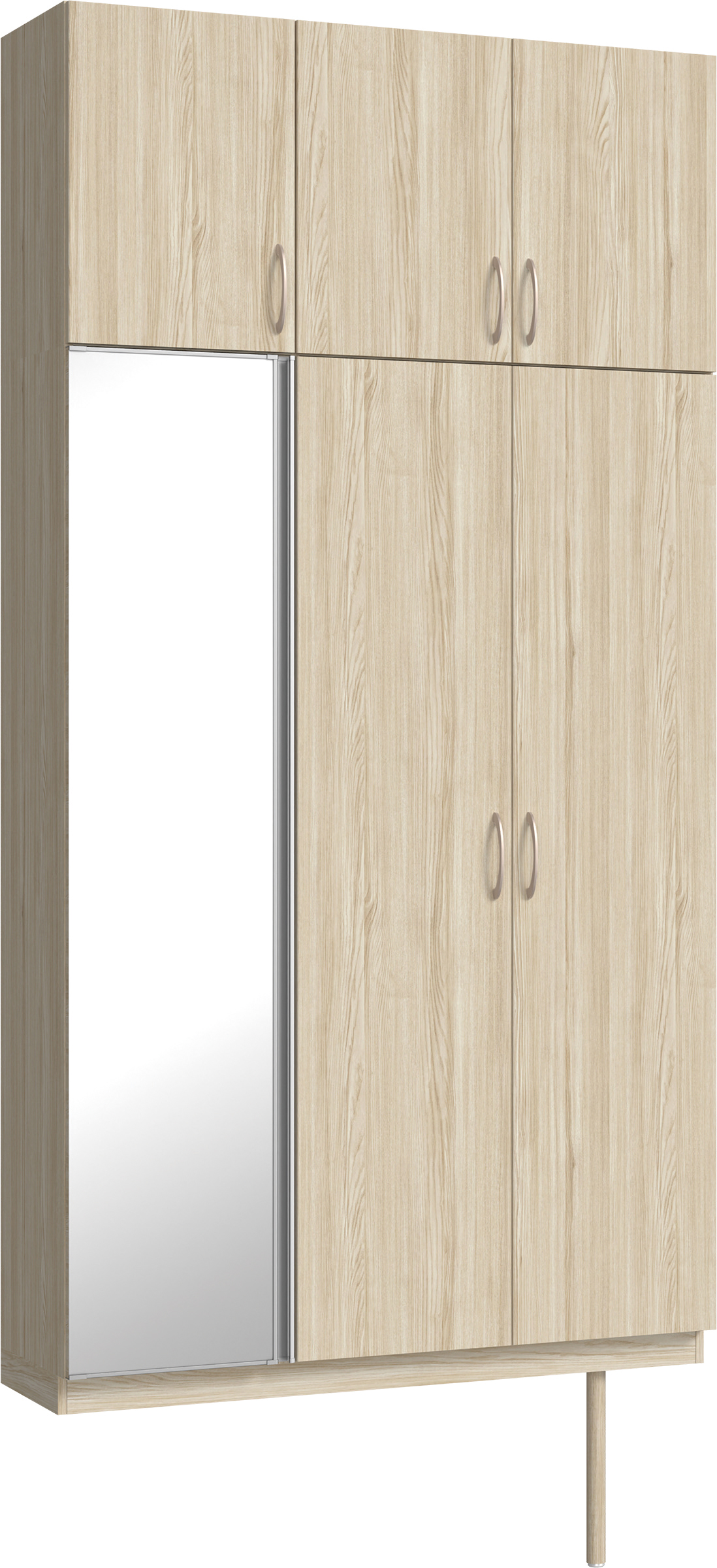 玄関収納　イエリア　開き戸ユニット　フラット縦木目　Ｓ３５　トールＰＬＡＮ　シューズ収納　ミラー扉　１２００幅　〈ソフトグレージュ柄〉　ハンドルラウンド型〈Ｔシルバー色〉