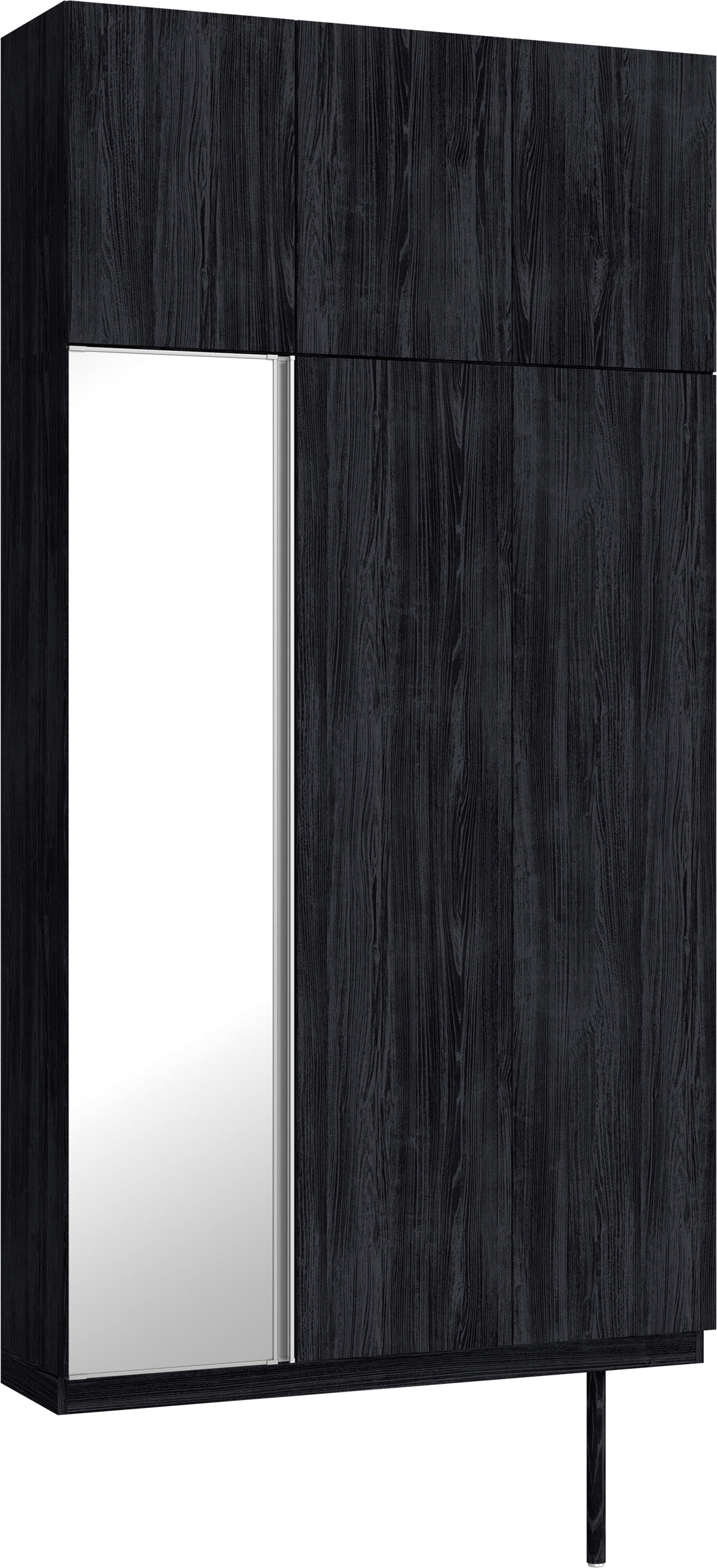 玄関収納　イエリア　開き戸ユニット　フラット縦木目　Ｓ３５　トールＰＬＡＮ　シューズ収納　ミラー扉　１２００幅　〈モスブラック柄〉　ハンドルレス