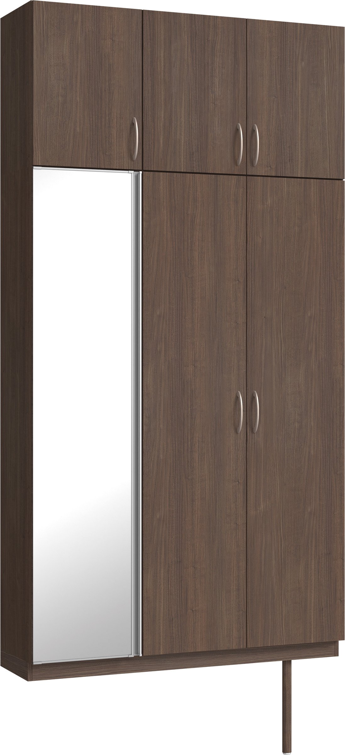 玄関収納　イエリア　開き戸ユニット　フラット縦木目　Ｓ３５　トールＰＬＡＮ　シューズ収納　ミラー扉　１２００幅　〈ダルブラウン柄〉　ハンドルラウンド型〈Ｔシルバー色〉