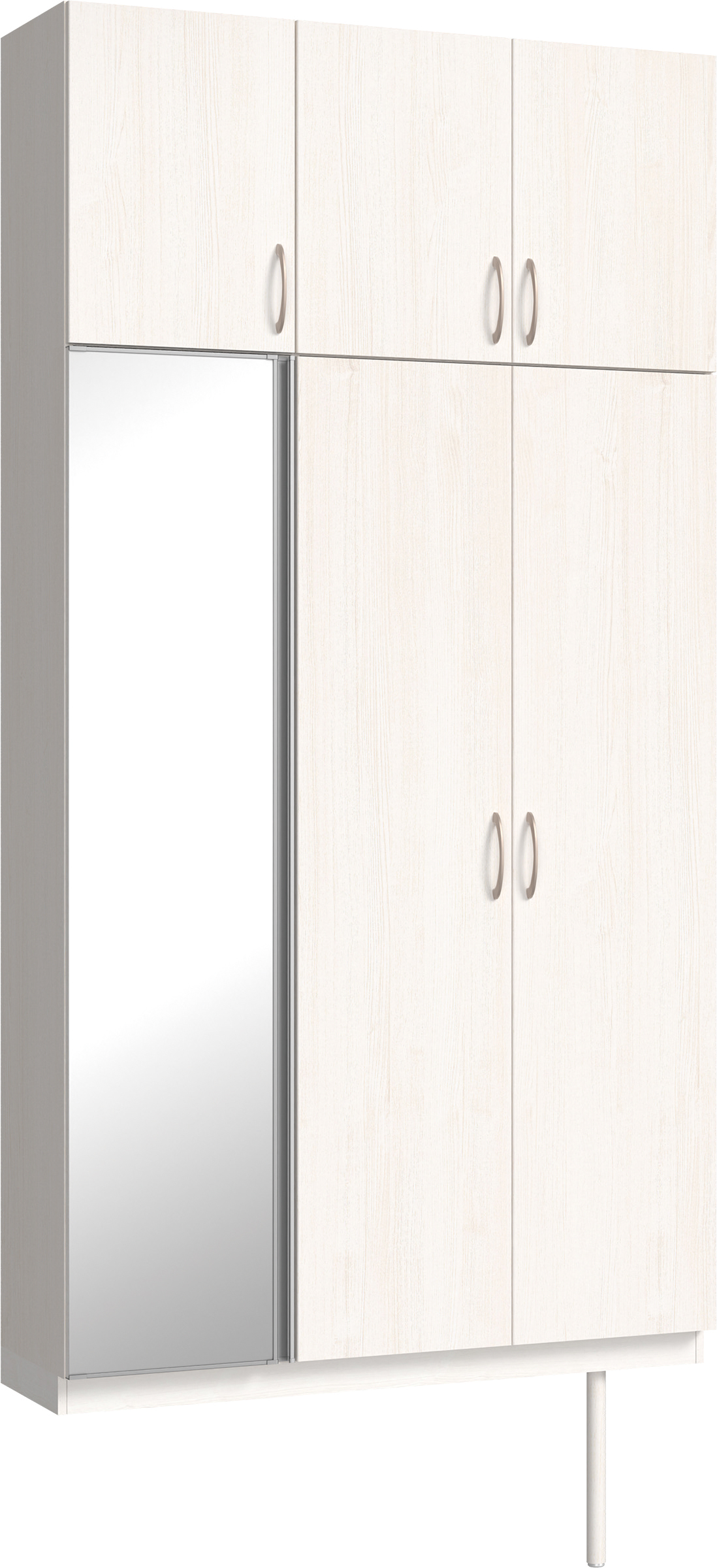 玄関収納　イエリア　開き戸ユニット　フラット縦木目　Ｓ３５　トールＰＬＡＮ　シューズ収納　ミラー扉　１２００幅　〈ネオホワイト柄〉　ハンドルラウンド型〈Ｔシルバー色〉