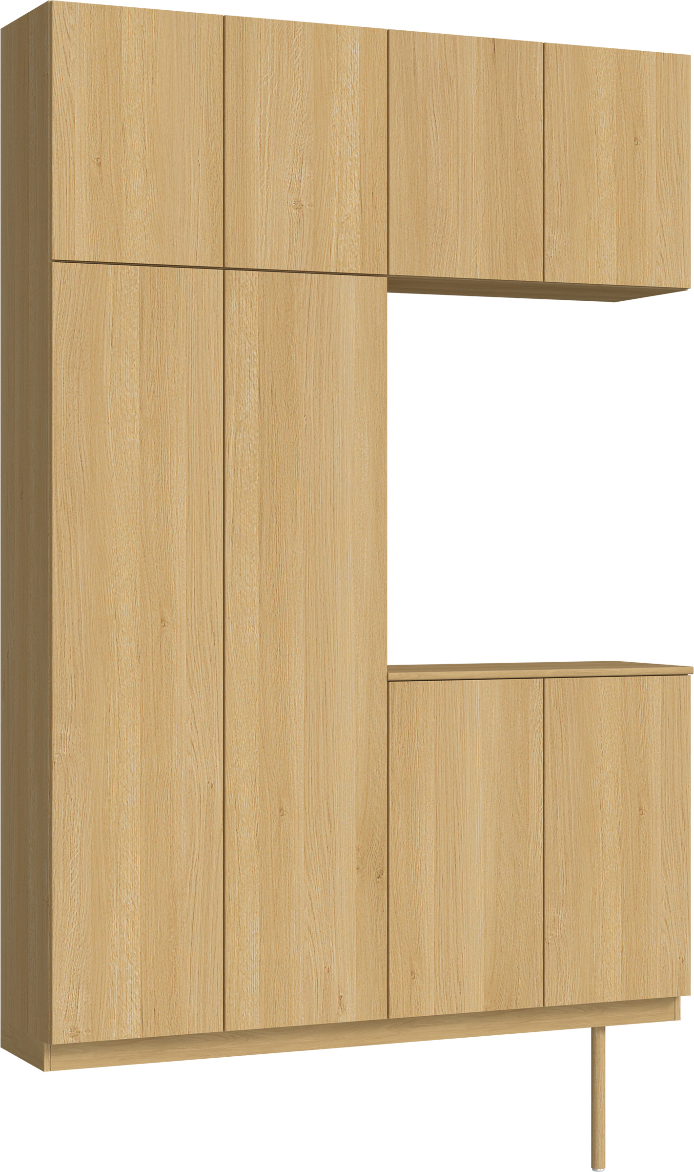 玄関収納　イエリア　開き戸ユニット　フラット縦木目　Ｓ４２　コの字ＰＬＡＮ　シューズ収納　ウッド扉　１６００幅　〈ライトオーカー柄〉　ハンドルレス