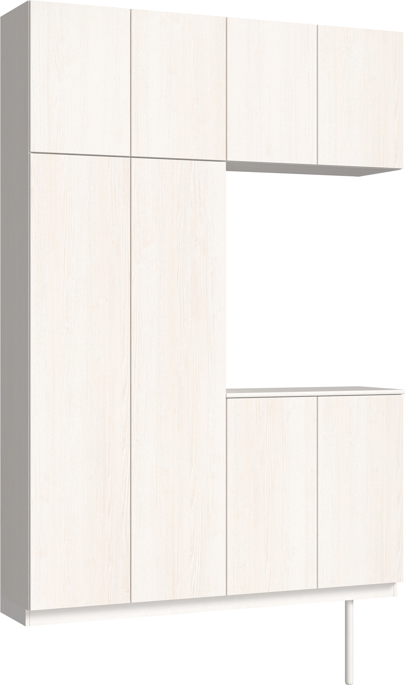 玄関収納　イエリア　開き戸ユニット　フラット縦木目　Ｓ４２　コの字ＰＬＡＮ　シューズ収納　ウッド扉　１６００幅　〈ネオホワイト柄〉　ハンドルレス