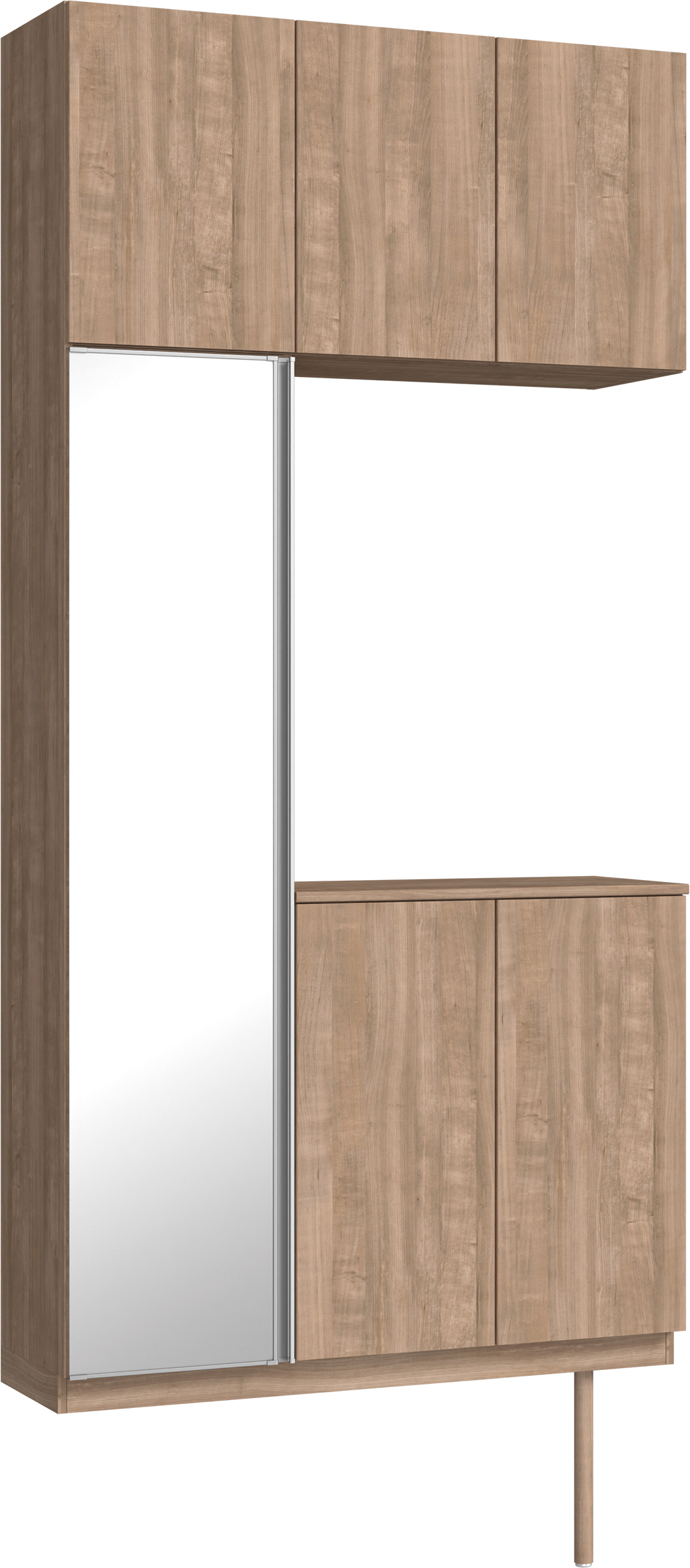 玄関収納　イエリア　開き戸ユニット　フラット縦木目　Ｓ７１　コの字ＰＬＡＮ　シューズ収納　ミラー扉　１１４０幅　〈トープグレー柄〉　ハンドルレス