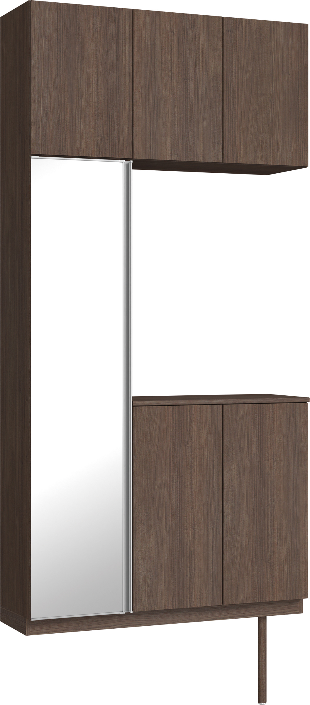 玄関収納　イエリア　開き戸ユニット　フラット縦木目　Ｓ７１　コの字ＰＬＡＮ　シューズ収納　ミラー扉　１１４０幅　〈ダルブラウン柄〉　ハンドルレス