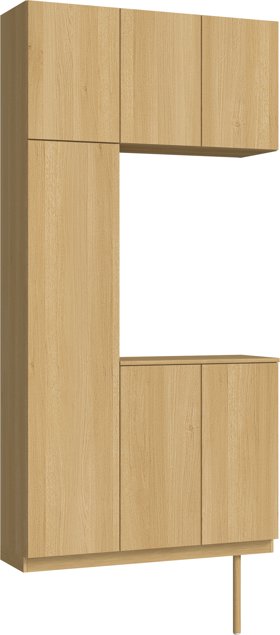 玄関収納　イエリア　開き戸ユニット　フラット縦木目　Ｓ７３　コの字ＰＬＡＮ　シューズ収納　ウッド扉　１１４０幅　〈ライトオーカー柄〉　ハンドルレス