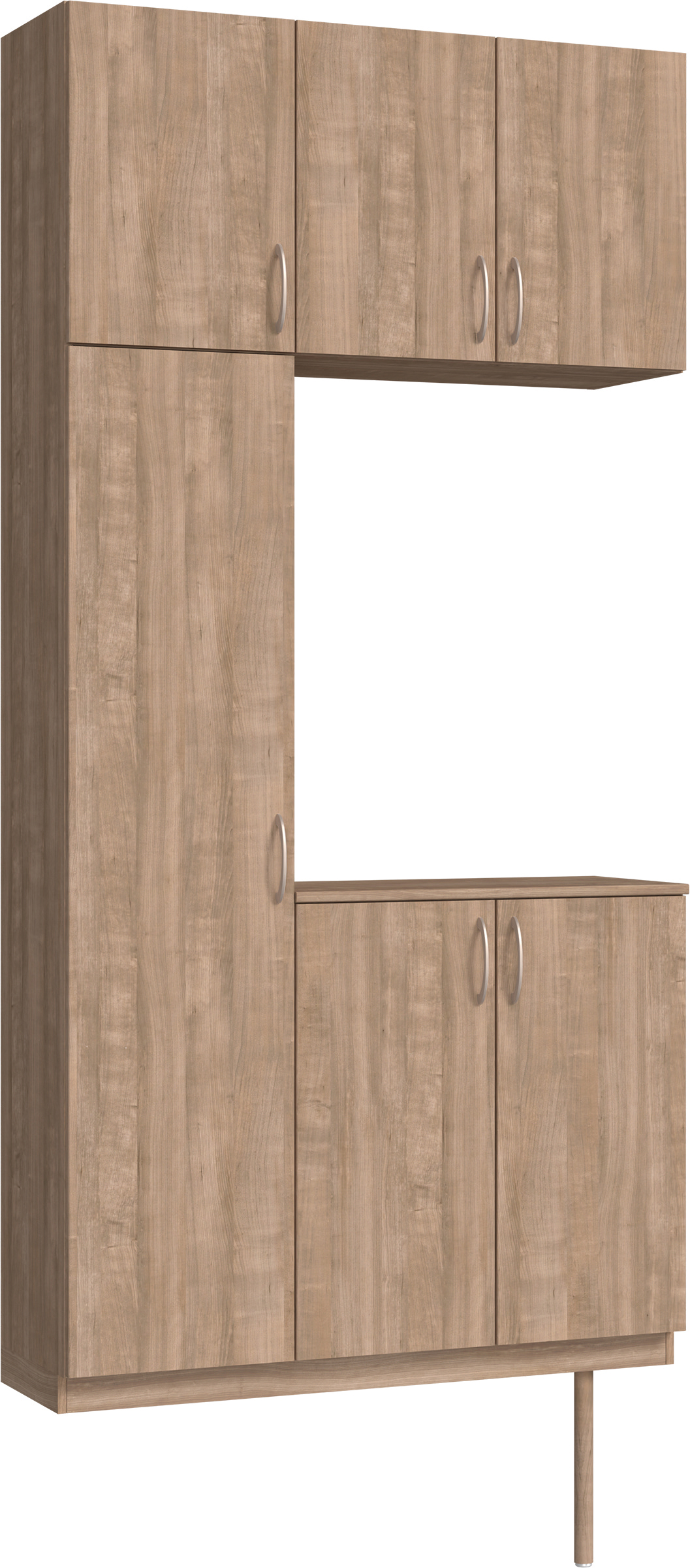 玄関収納　イエリア　開き戸ユニット　フラット縦木目　Ｓ７３　コの字ＰＬＡＮ　シューズ収納　ウッド扉　１１４０幅　〈トープグレー柄〉　ハンドルラウンド型〈Ｔシルバー色〉