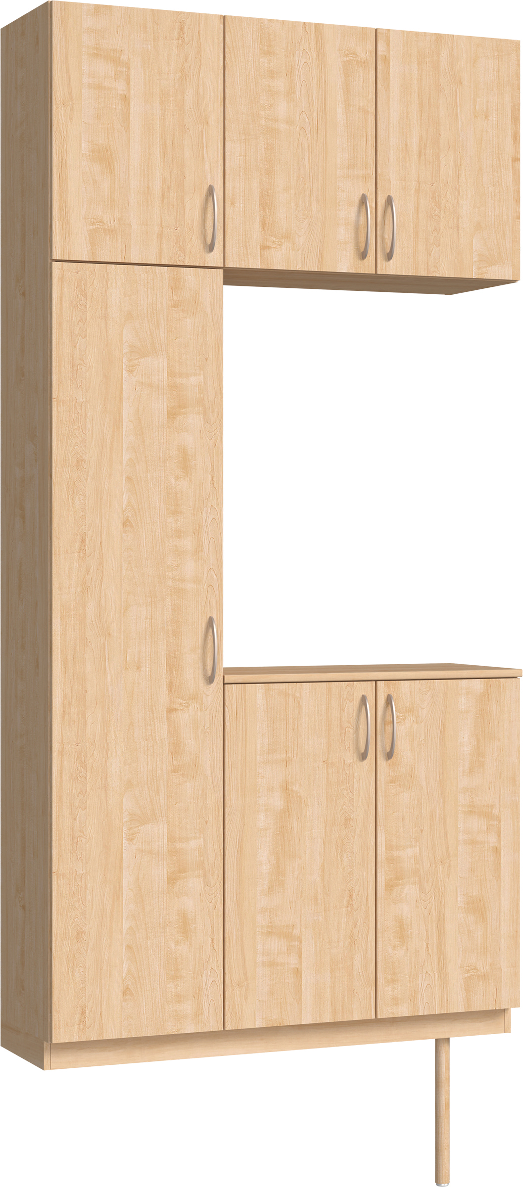 玄関収納　イエリア　開き戸ユニット　フラット縦木目　Ｓ７３　コの字ＰＬＡＮ　シューズ収納　ウッド扉　１１４０幅　〈ミルベージュ柄〉　ハンドルラウンド型〈Ｔシルバー色〉