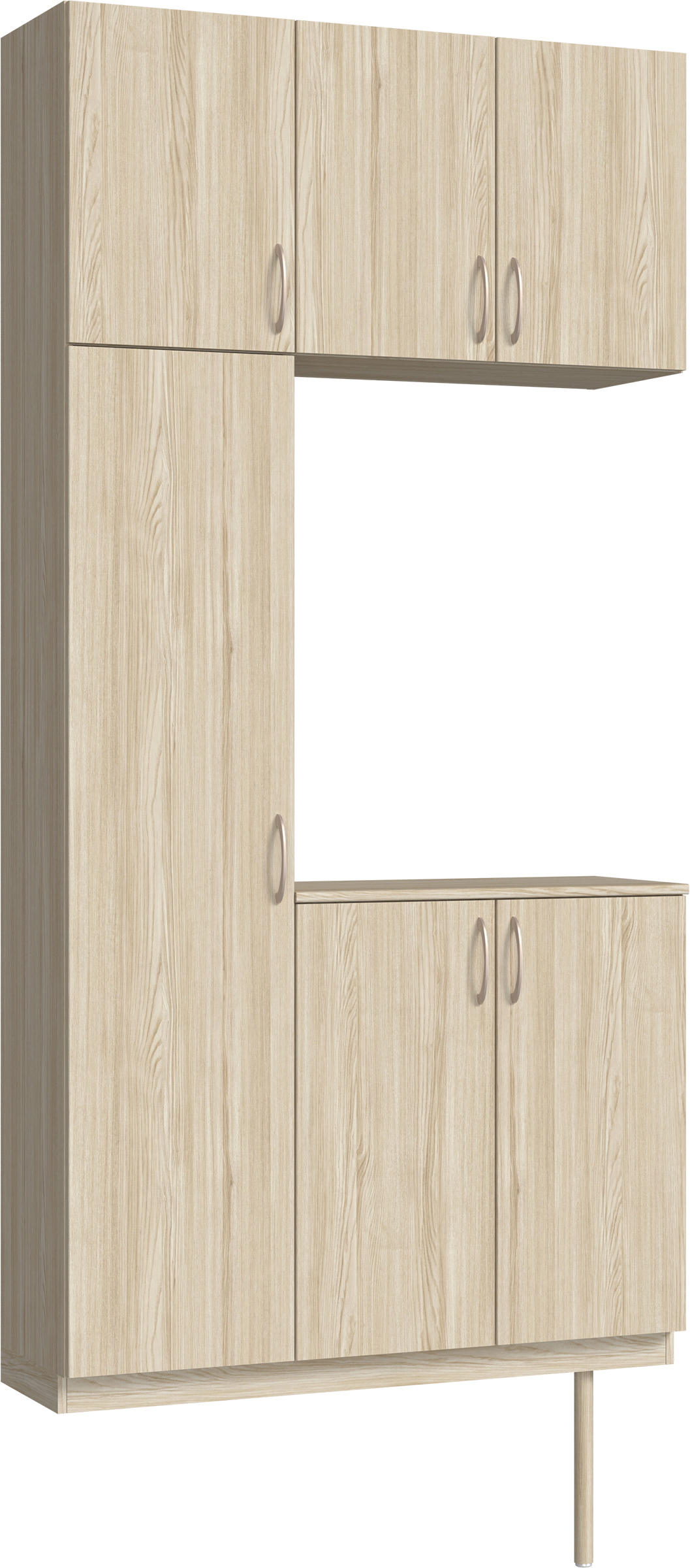 玄関収納　イエリア　開き戸ユニット　フラット縦木目　Ｓ７３　コの字ＰＬＡＮ　シューズ収納　ウッド扉　１１４０幅　〈ソフトグレージュ柄〉　ハンドルラウンド型〈Ｔシルバー色〉