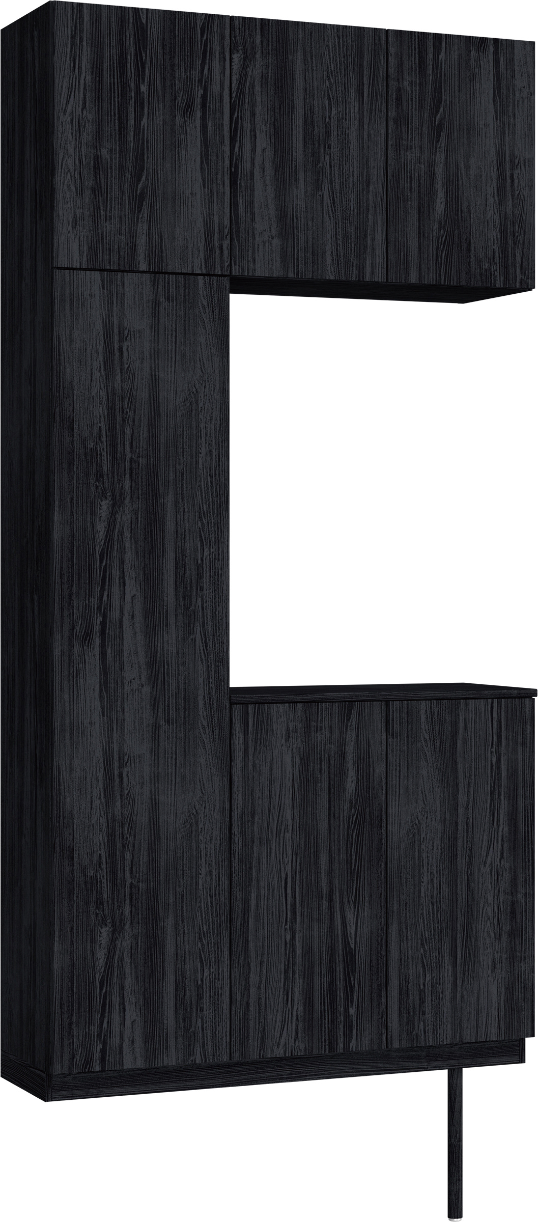 玄関収納　イエリア　開き戸ユニット　フラット縦木目　Ｓ７３　コの字ＰＬＡＮ　シューズ収納　ウッド扉　１１４０幅　〈モスブラック柄〉　ハンドルレス