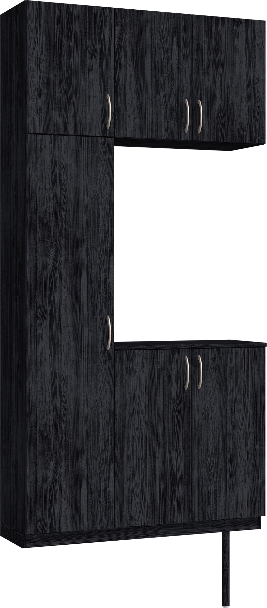 玄関収納　イエリア　開き戸ユニット　フラット縦木目　Ｓ７３　コの字ＰＬＡＮ　シューズ収納　ウッド扉　１１４０幅　〈モスブラック柄〉　ハンドルラウンド型〈Ｔシルバー色〉