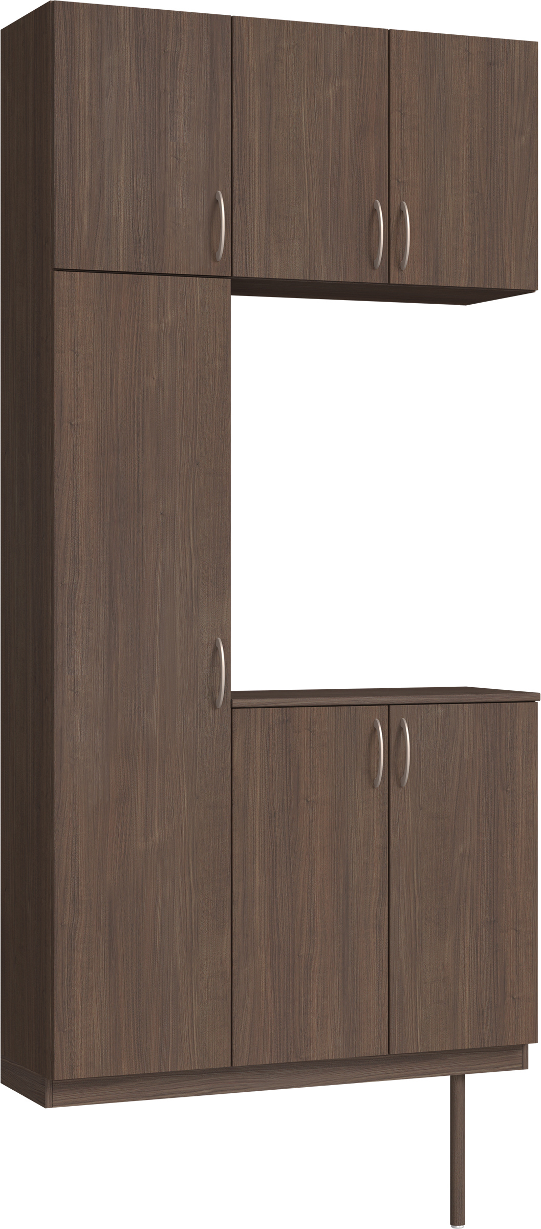 玄関収納　イエリア　開き戸ユニット　フラット縦木目　Ｓ７３　コの字ＰＬＡＮ　シューズ収納　ウッド扉　１１４０幅　〈ダルブラウン柄〉　ハンドルラウンド型〈Ｔシルバー色〉