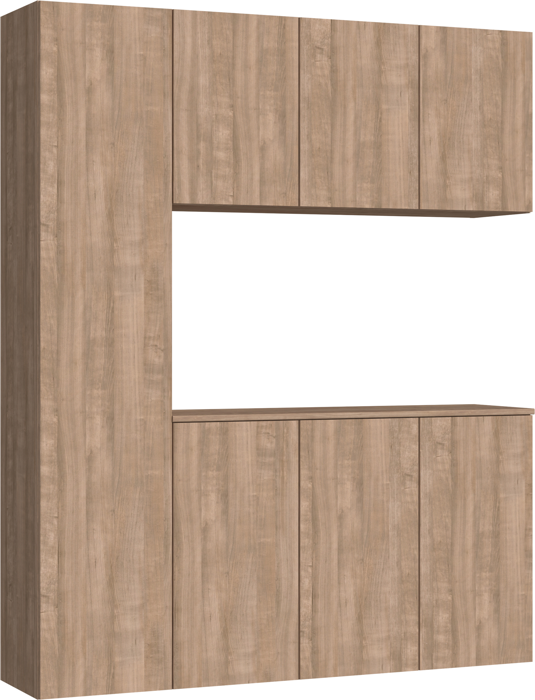 玄関収納　イエリア　開き戸ユニット　フラット縦木目　Ｓ８０　コの字ＰＬＡＮ　シューズ収納　ウッド扉　１６００幅　〈トープグレー柄〉　ハンドルレス