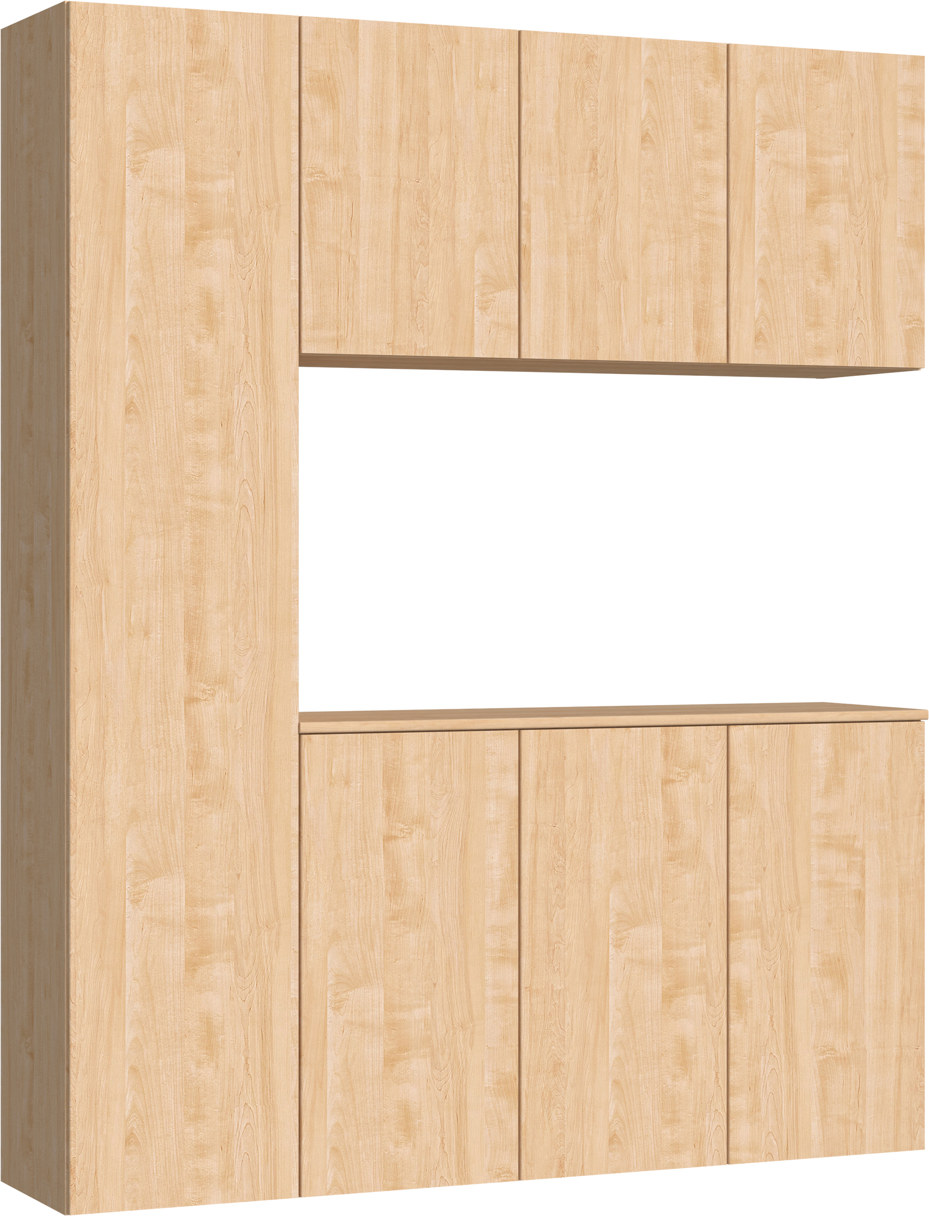 玄関収納　イエリア　開き戸ユニット　フラット縦木目　Ｓ８０　コの字ＰＬＡＮ　シューズ収納　ウッド扉　１６００幅　〈ミルベージュ柄〉　ハンドルレス