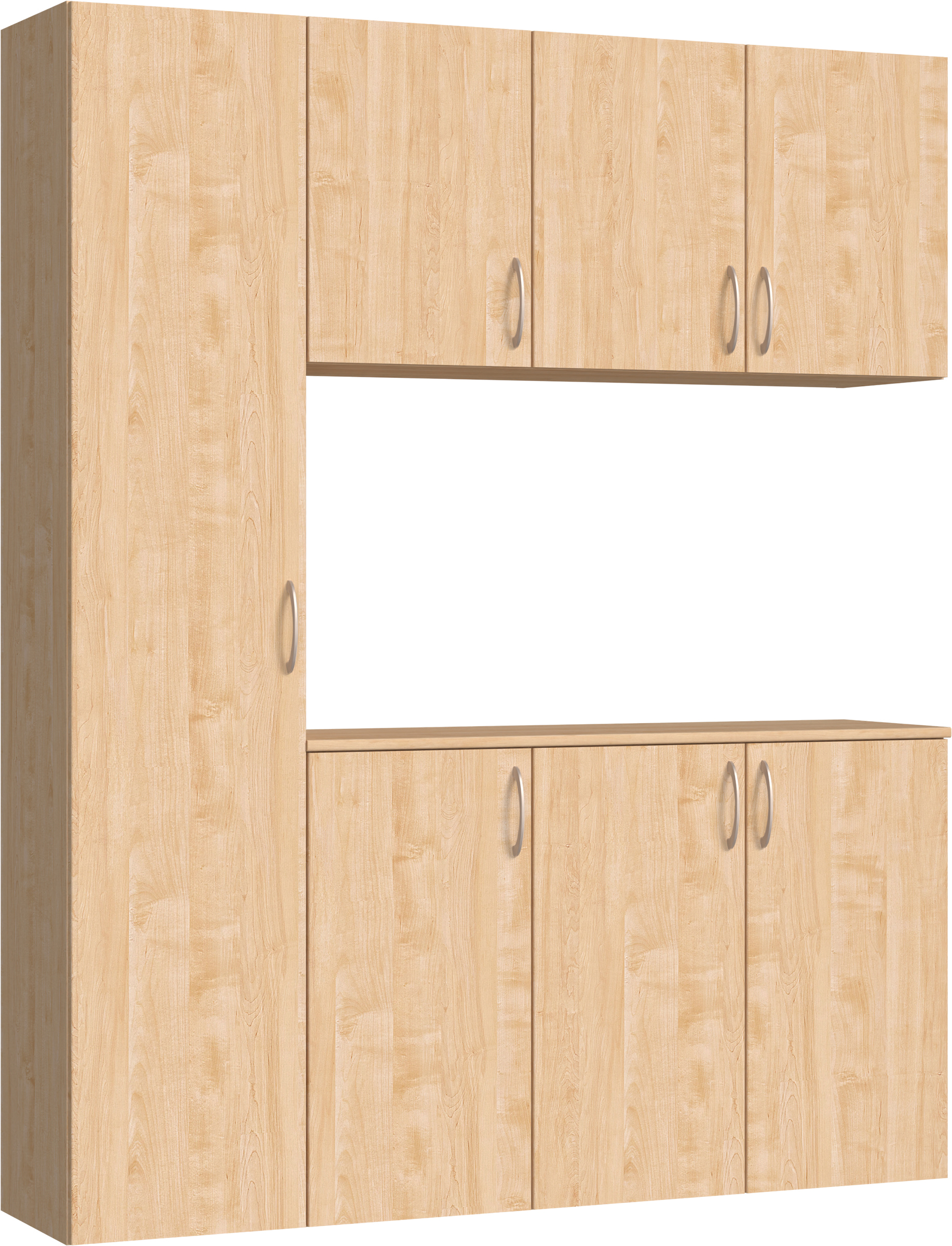 玄関収納　イエリア　開き戸ユニット　フラット縦木目　Ｓ８０　コの字ＰＬＡＮ　シューズ収納　ウッド扉　１６００幅　〈ミルベージュ柄〉　ハンドルラウンド型〈Ｔシルバー色〉