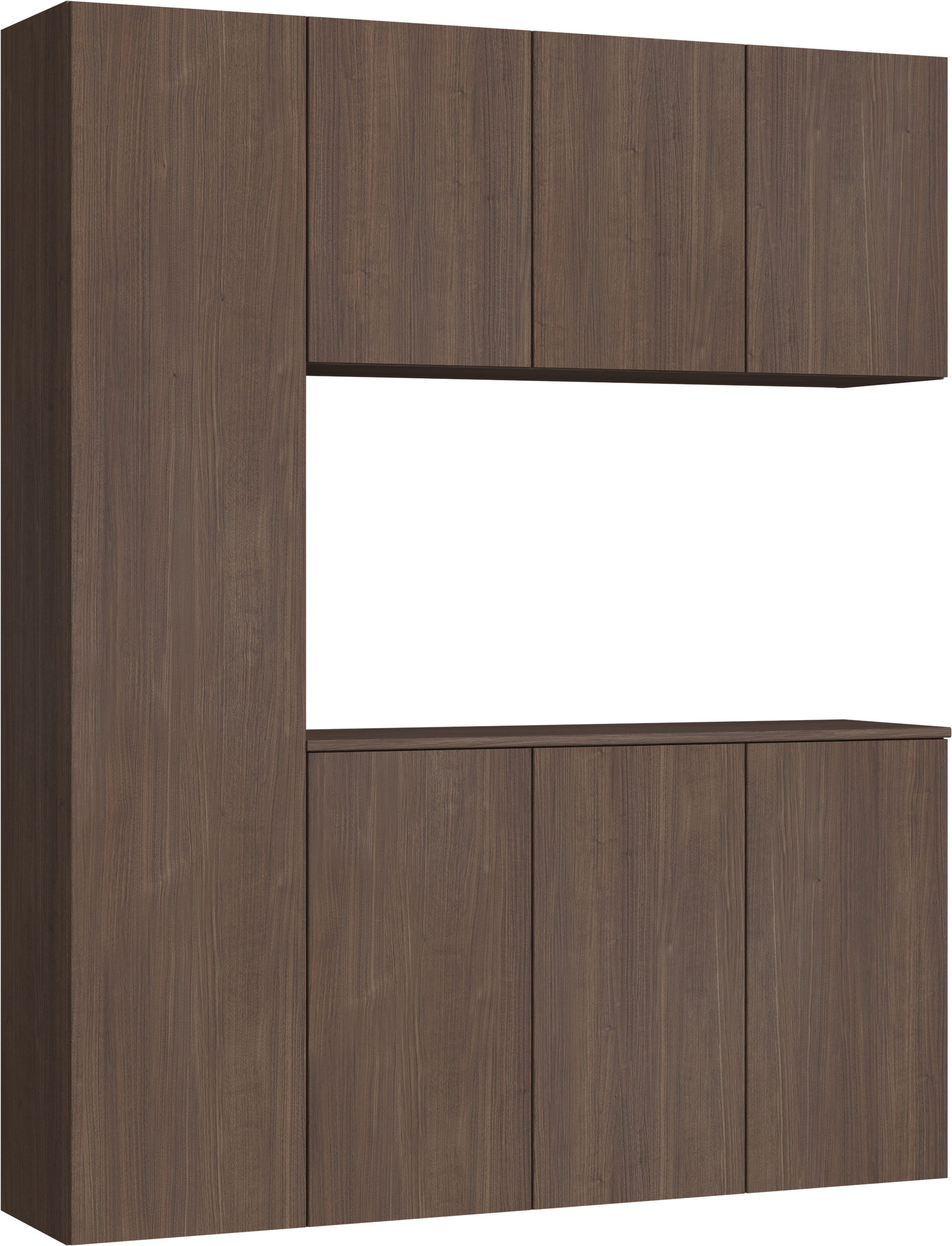 玄関収納　イエリア　開き戸ユニット　フラット縦木目　Ｓ８０　コの字ＰＬＡＮ　シューズ収納　ウッド扉　１６００幅　〈ダルブラウン柄〉　ハンドルレス