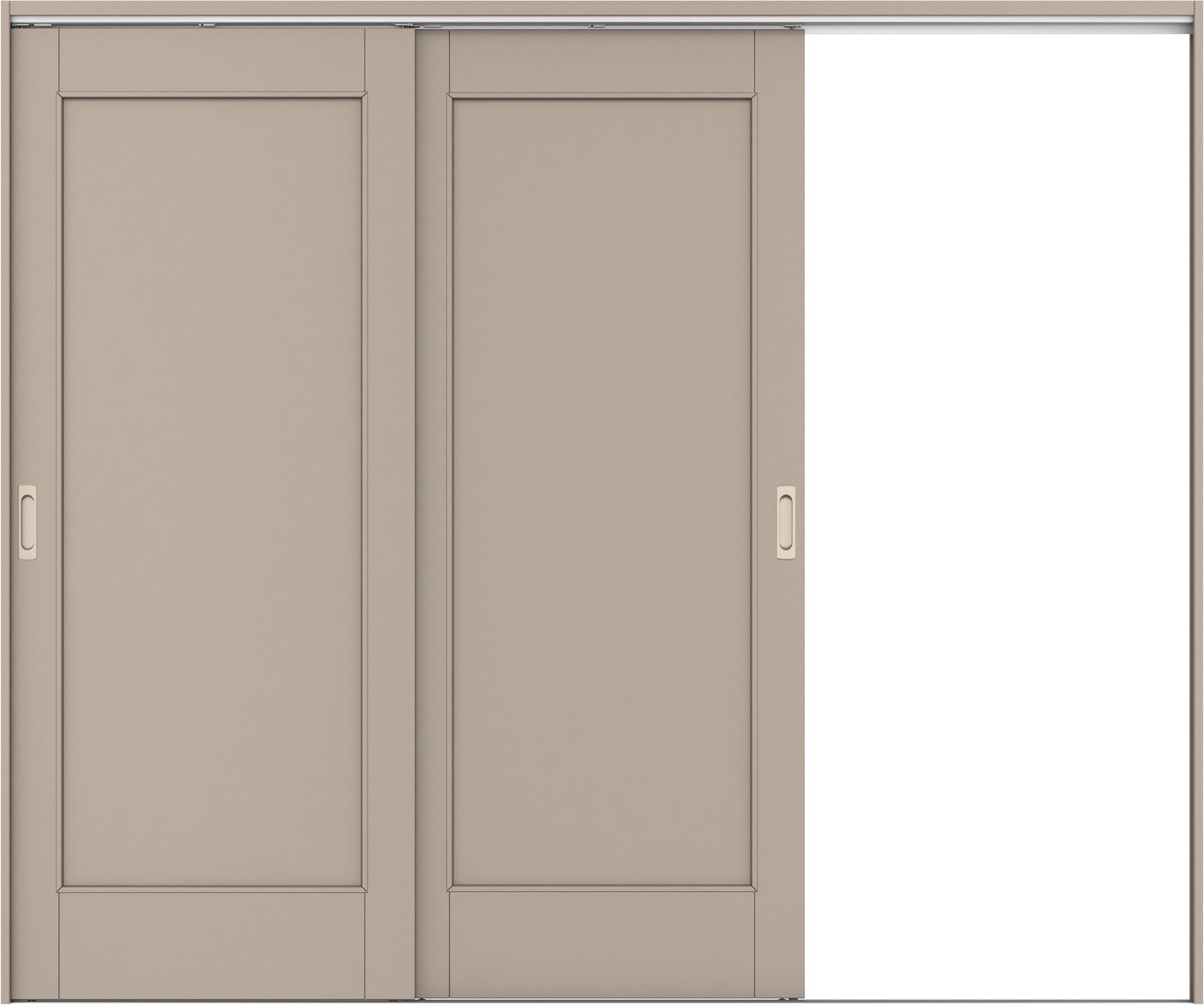 リビングドア　イエリア　吊戸・２枚片引　扉セット　０１デザイン　２４３７幅用　２０００高　〈フォググレー柄〉　右引用　錠なし　ラクラクローズ付用