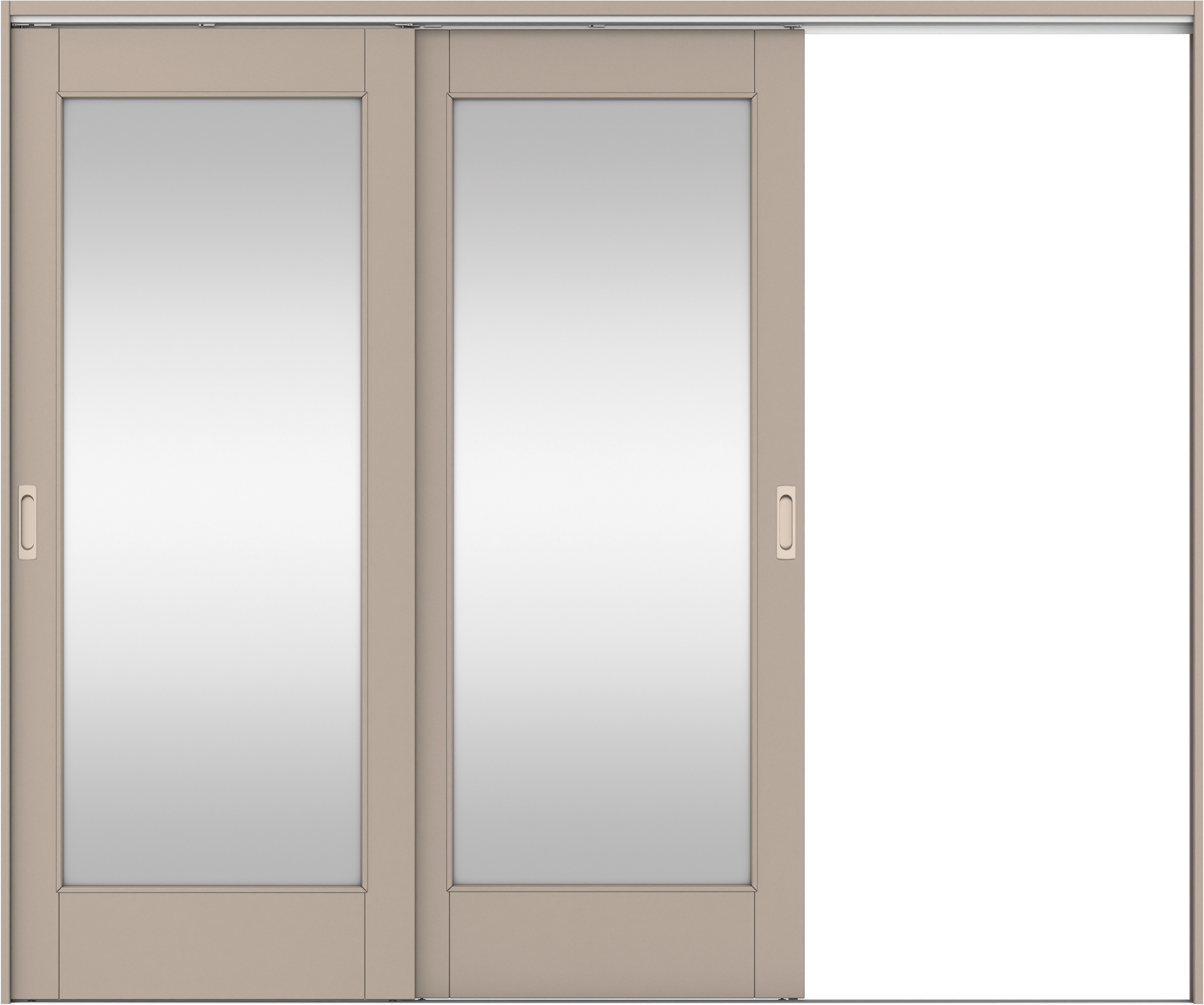 リビングドア　イエリア　吊戸・２枚片引　扉セット　２１デザイン　２４３７幅用　２０００高　〈フォググレー柄〉　右引用　錠なし　ラクラクローズ付用