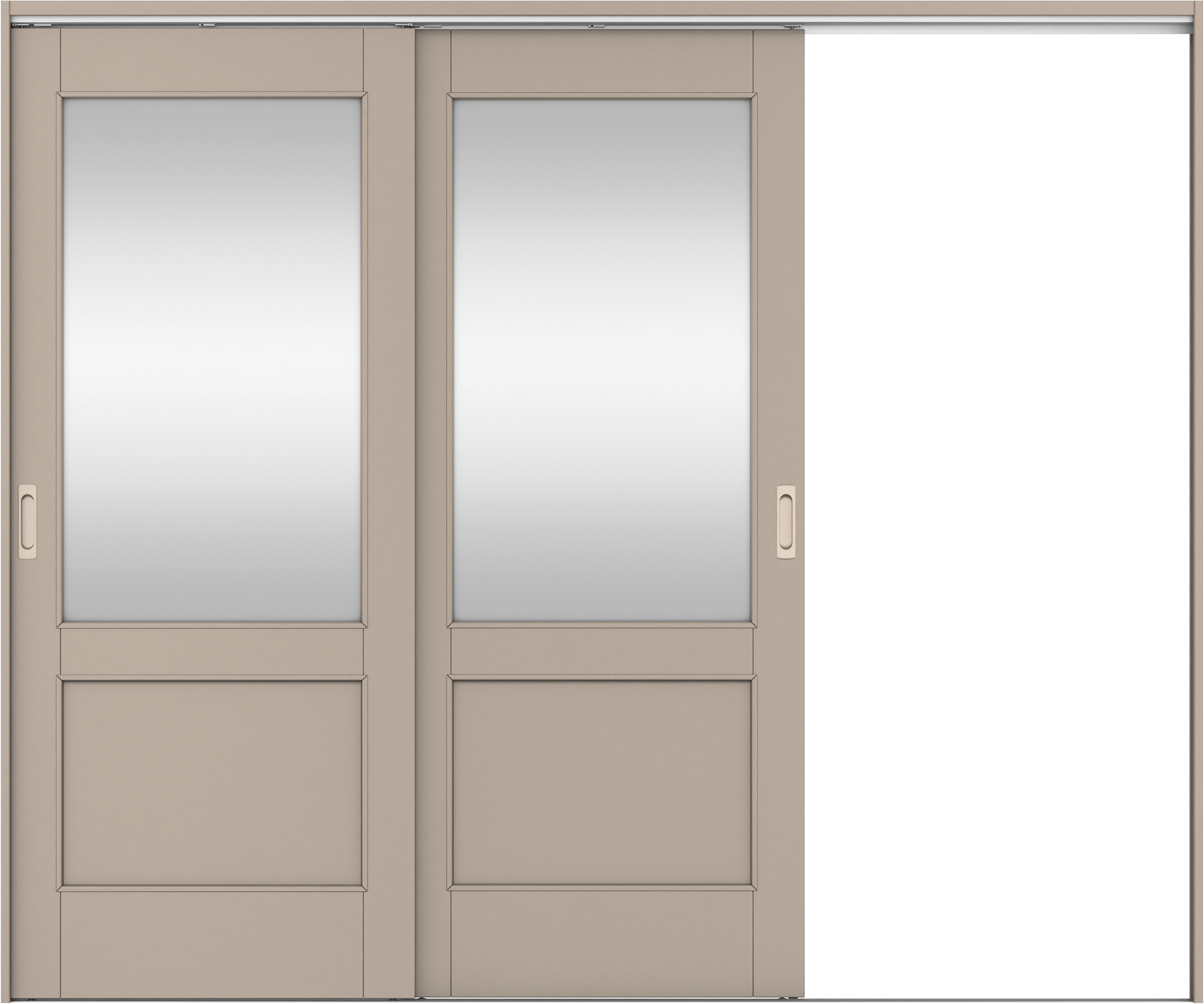 リビングドア　イエリア　吊戸・２枚片引　扉セット　２６デザイン　２４３７幅用　２０００高　〈フォググレー柄〉　右引用　錠なし　ラクラクローズ付用