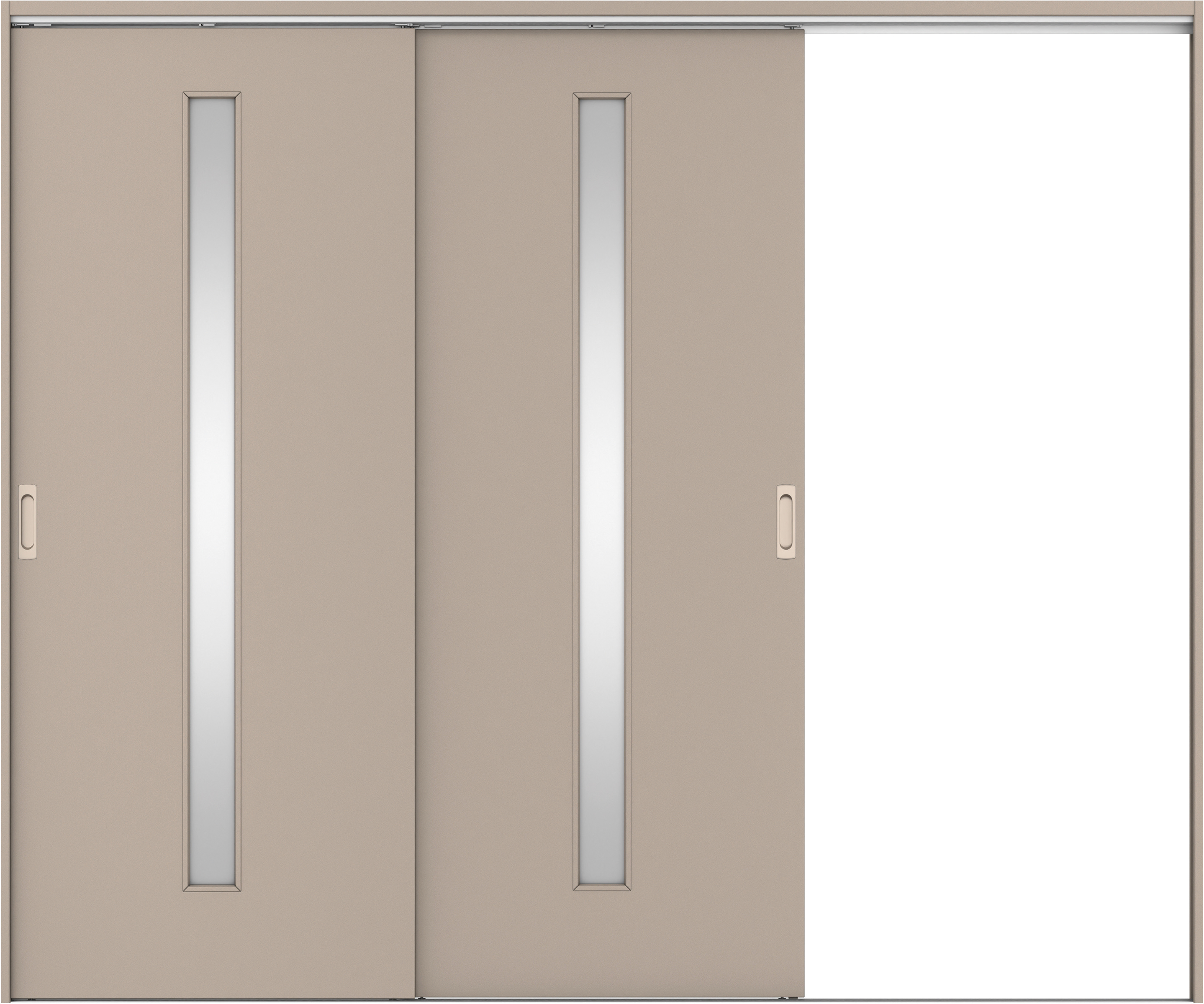 リビングドア　イエリア　吊戸・２枚片引　扉セット　Ｃ４デザイン　２４３７幅用　２０００高　〈フォググレー柄〉　右引用　錠なし　ラクラクローズ付用