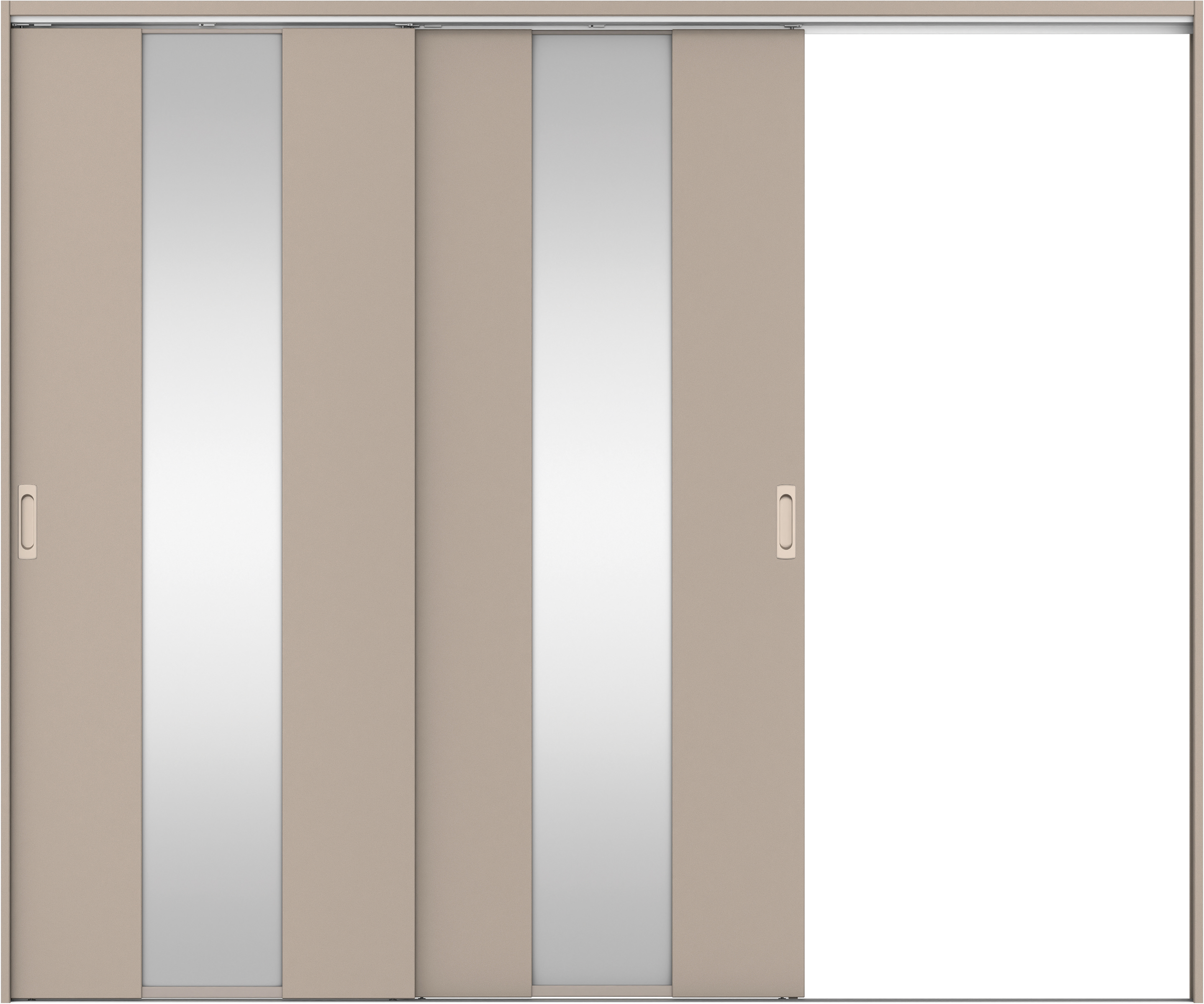 リビングドア　イエリア　吊戸・２枚片引　扉セット　Ｇ５デザイン　２４３７幅用　２０００高　〈フォググレー柄〉　右引用　錠なし　ラクラクローズ付用