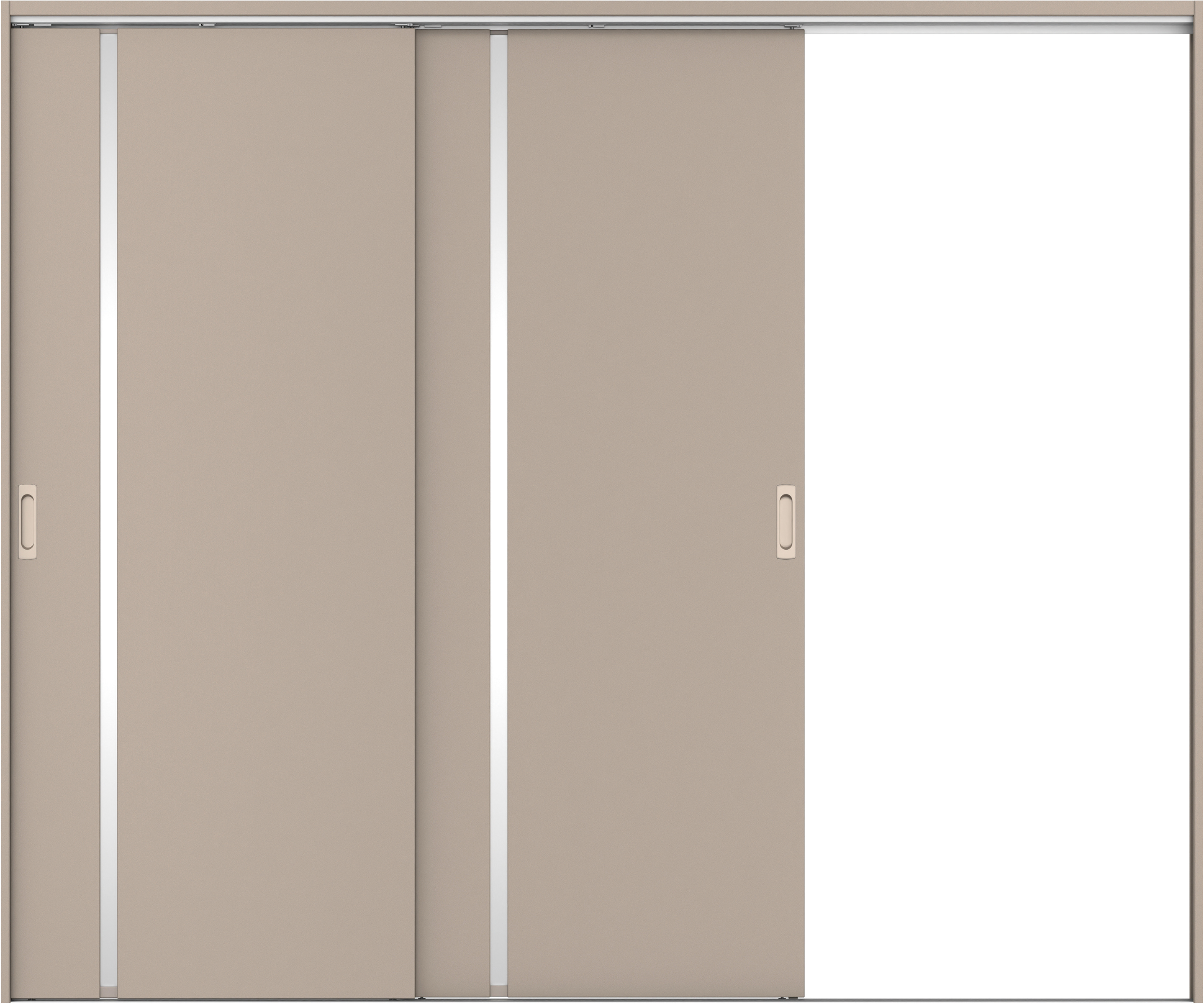 リビングドア　イエリア　吊戸・２枚片引　扉セット　Ｌ９デザイン　２４３７幅用　２０００高　〈フォググレー柄〉　右引用　錠なし　ラクラクローズ付用