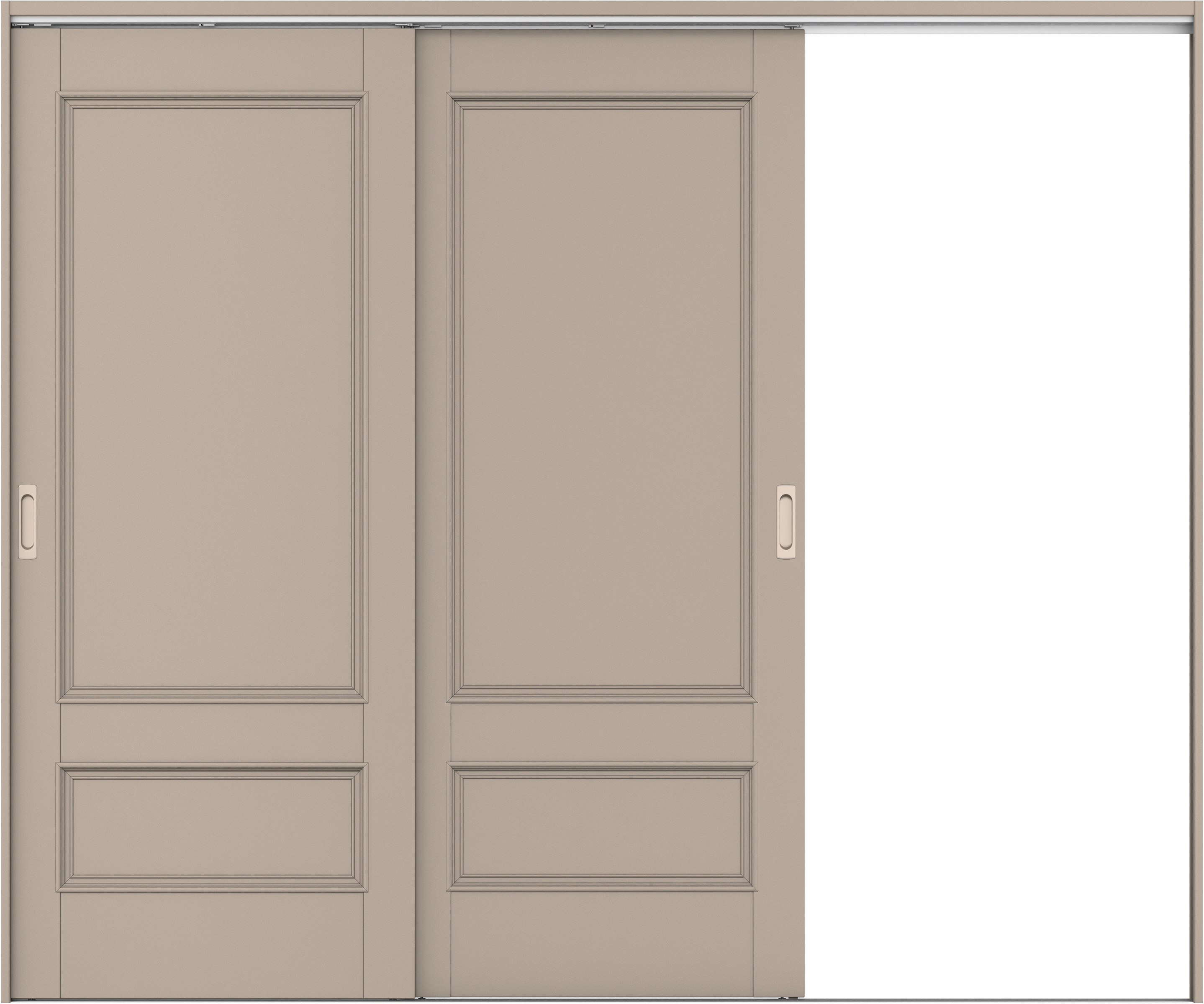 リビングドア　イエリア　吊戸・２枚片引　扉セット　Ｍ１デザイン　２４３７幅用　２０００高　〈フォググレー柄〉　右引用　錠なし　ラクラクローズ付用