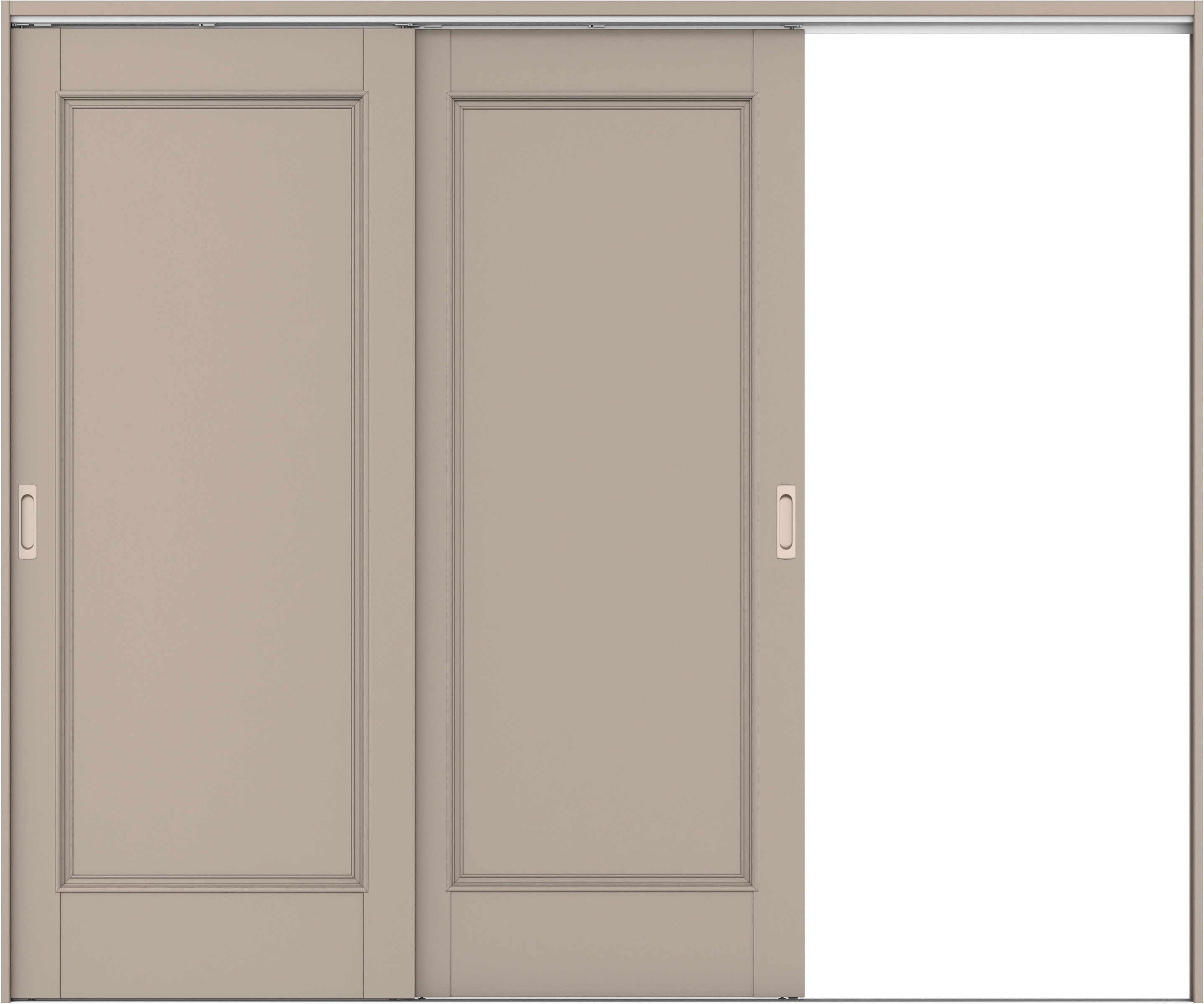 リビングドア　イエリア　吊戸・２枚片引　扉セット　Ｍ５デザイン　２４３７幅用　２０００高　〈フォググレー柄〉　右引用　錠なし　ラクラクローズ付用