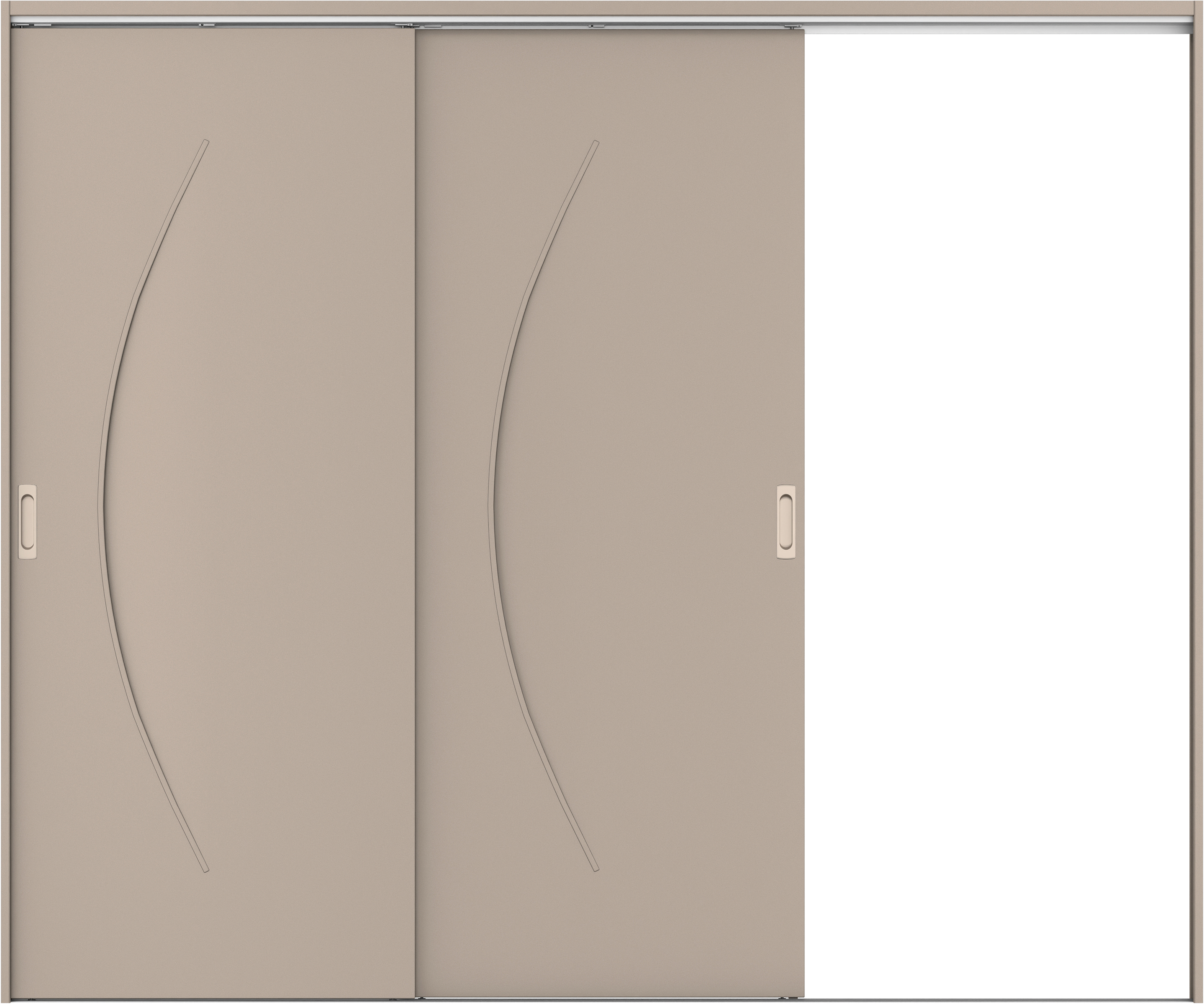 リビングドア　イエリア　吊戸・２枚片引　扉セット　Ｓ７デザイン　２４３７幅用　２０００高　〈フォググレー柄〉　右引用　錠なし　ラクラクローズ付用