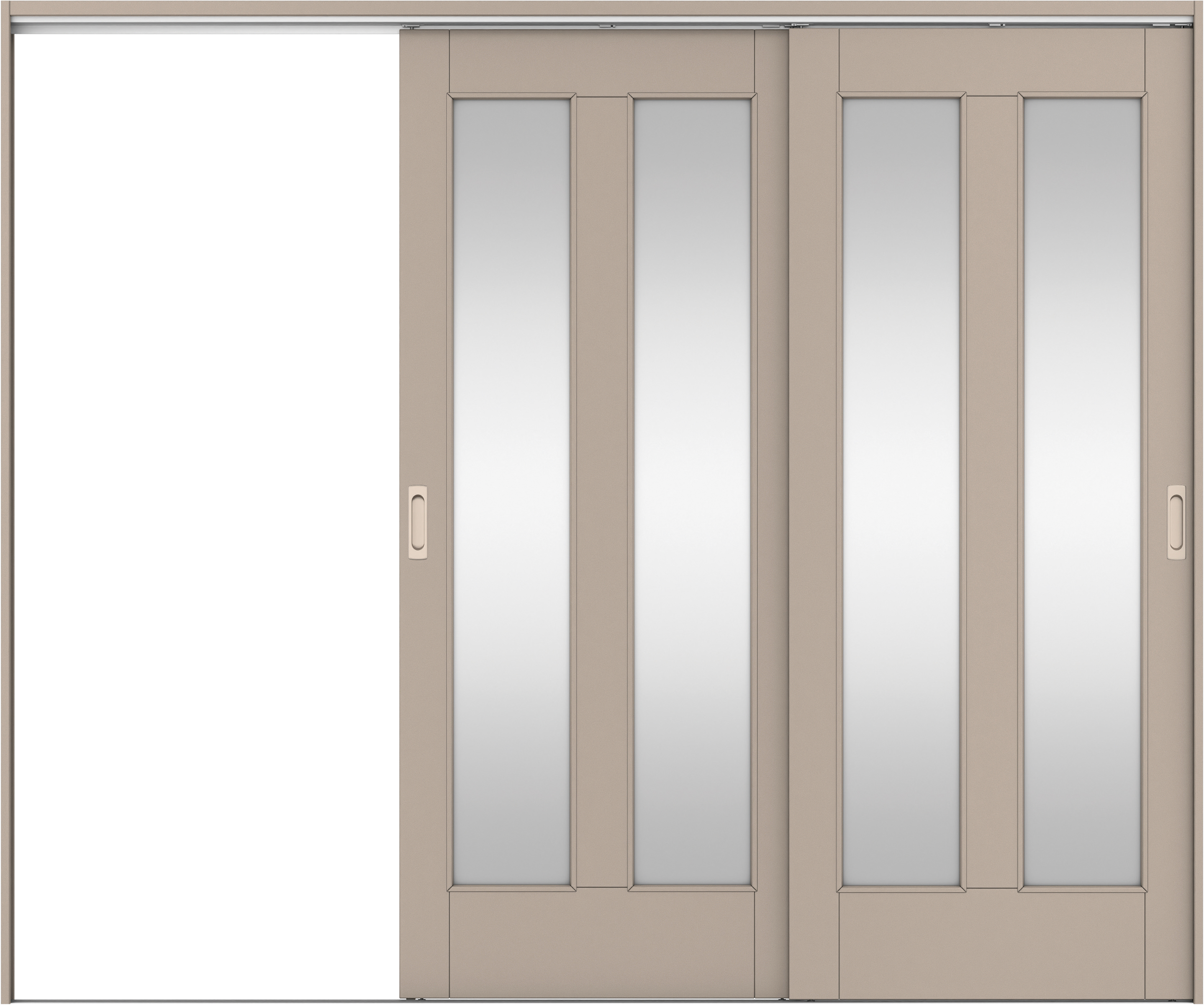 リビングドア　イエリア　吊戸・２枚片引　扉セット　０６デザイン　２４３７幅用　２０００高　〈フォググレー柄〉　左引用　錠なし　ラクラクローズ付用
