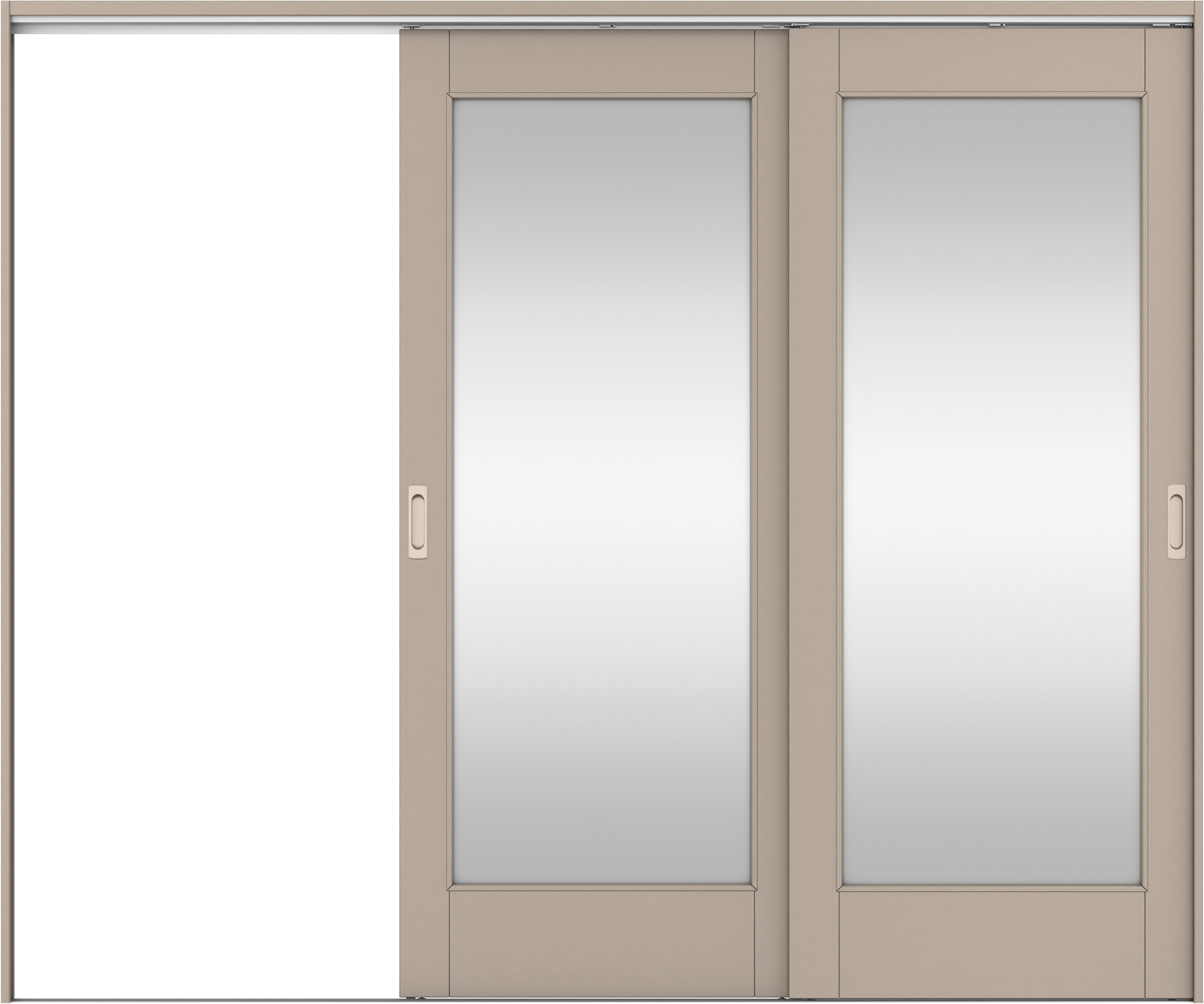 リビングドア　イエリア　吊戸・２枚片引　扉セット　２１デザイン　２４３７幅用　２０００高　〈フォググレー柄〉　左引用　錠なし　ラクラクローズ付用