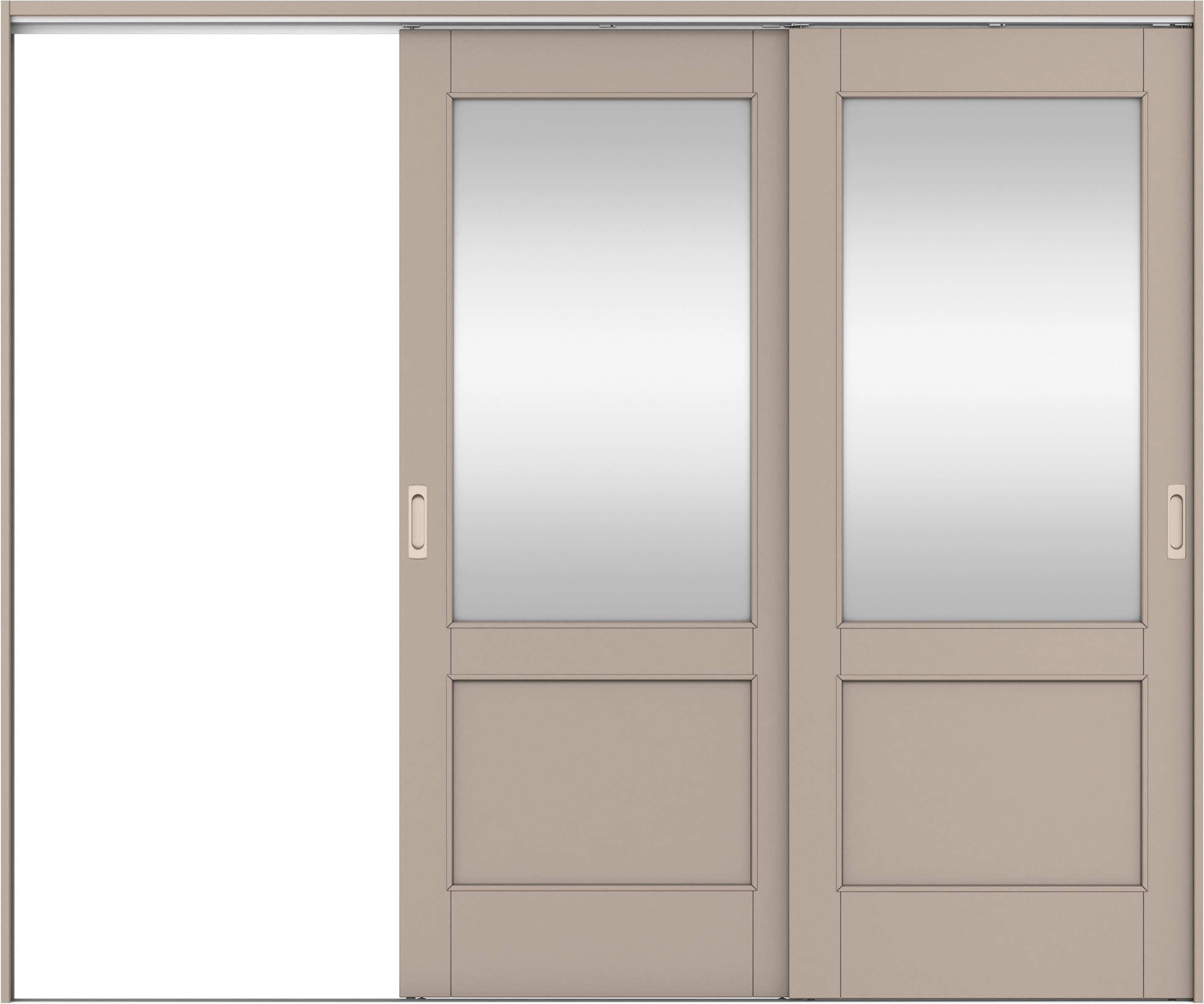 リビングドア　イエリア　吊戸・２枚片引　扉セット　２６デザイン　２４３７幅用　２０００高　〈フォググレー柄〉　左引用　錠なし　ラクラクローズ付用