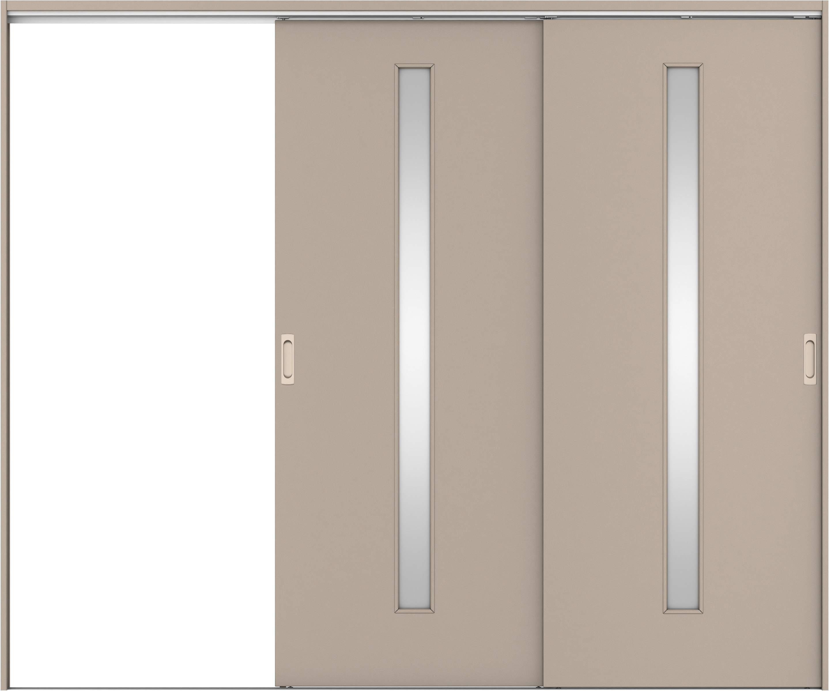 リビングドア　イエリア　吊戸・２枚片引　扉セット　Ｃ４デザイン　２４３７幅用　２０００高　〈フォググレー柄〉　左引用　錠なし　ラクラクローズ付用