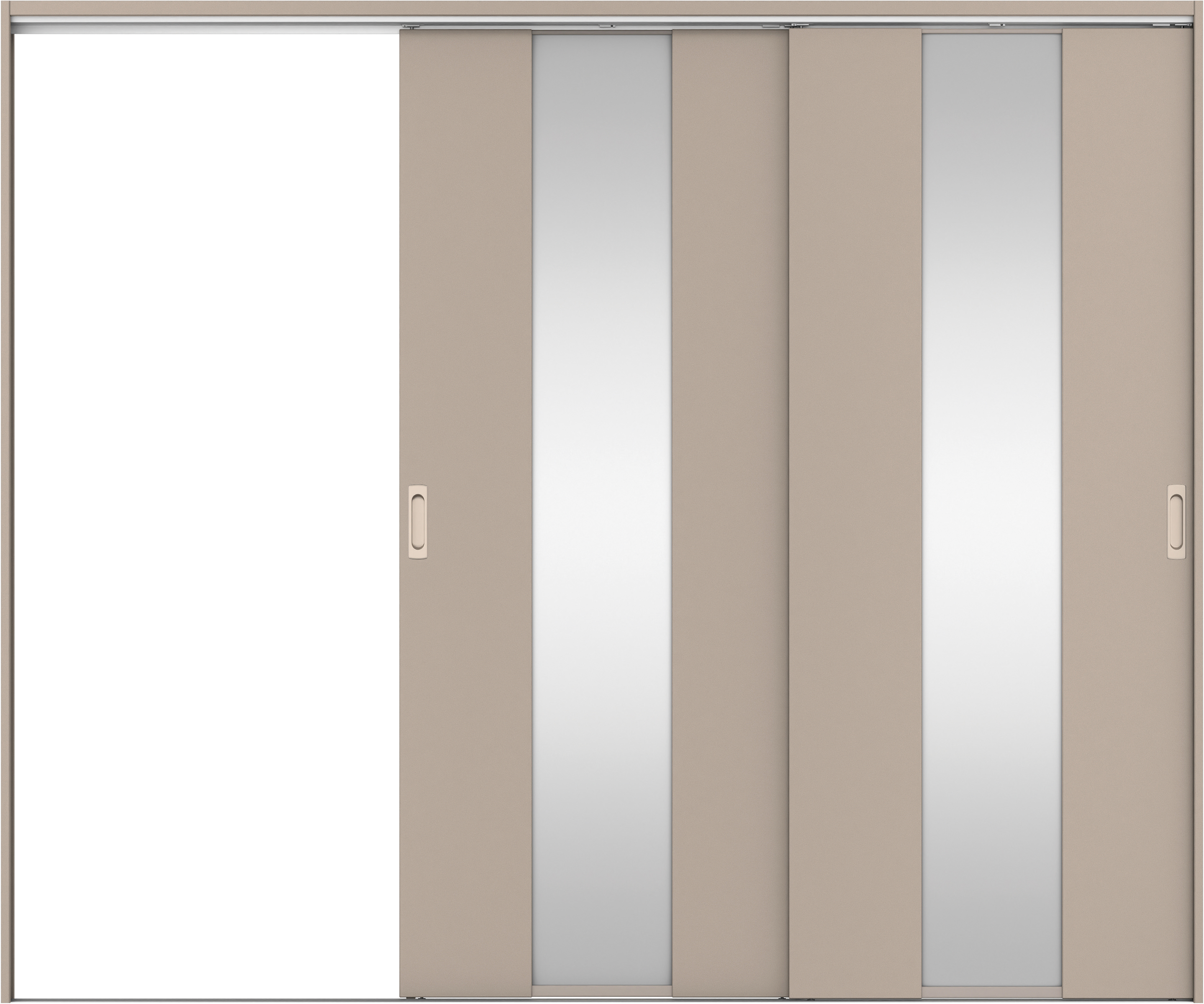 リビングドア　イエリア　吊戸・２枚片引　扉セット　Ｇ５デザイン　２４３７幅用　２０００高　〈フォググレー柄〉　左引用　錠なし　ラクラクローズ付用
