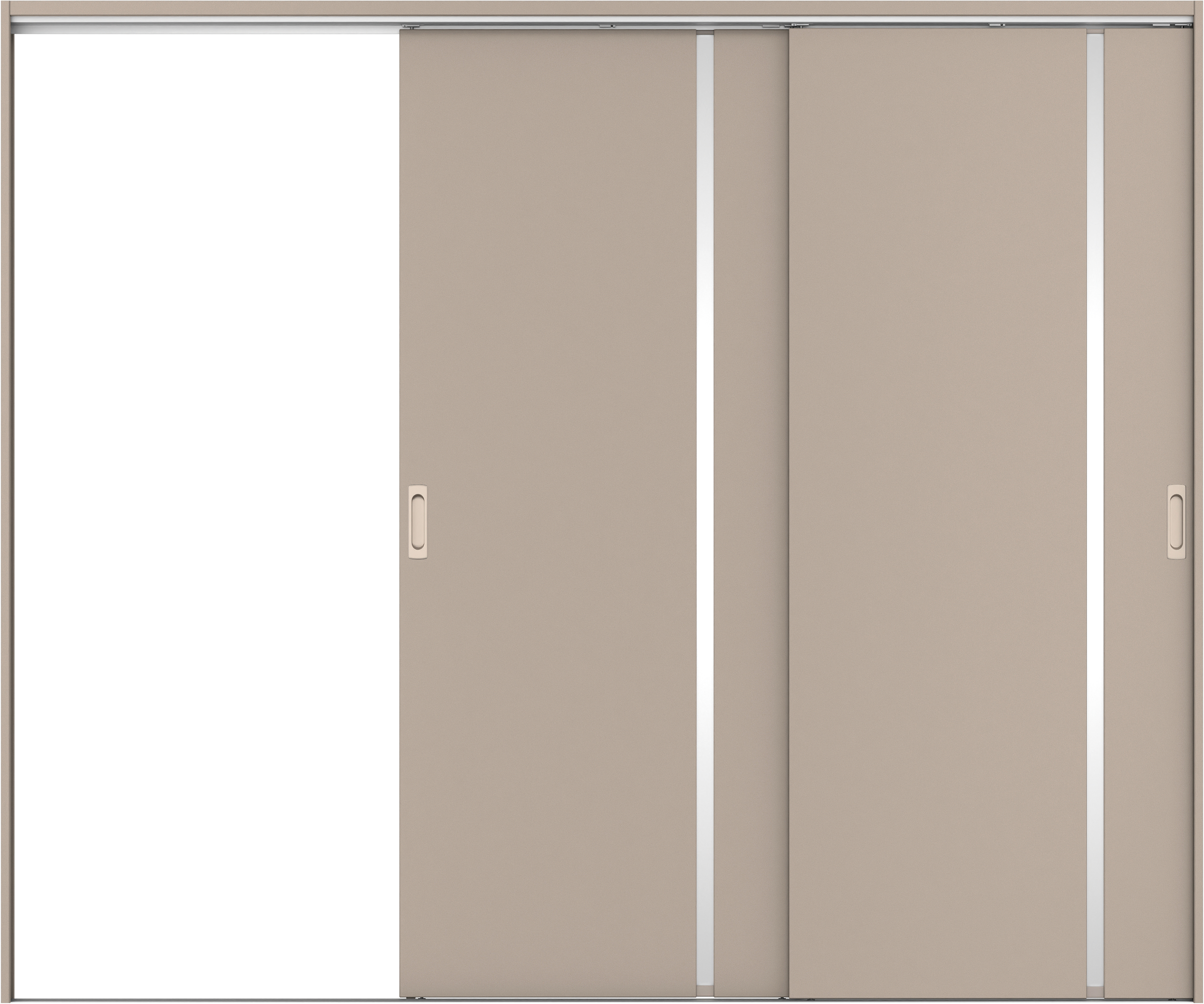 リビングドア　イエリア　吊戸・２枚片引　扉セット　Ｌ９デザイン　２４３７幅用　２０００高　〈フォググレー柄〉　左引用　錠なし　ラクラクローズ付用