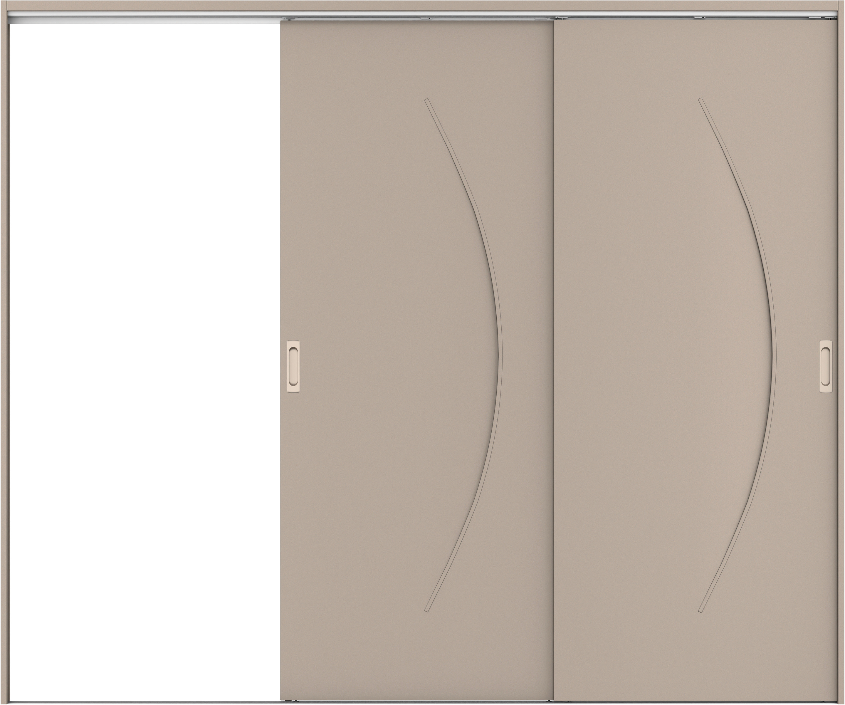 リビングドア　イエリア　吊戸・２枚片引　扉セット　Ｓ７デザイン　２４３７幅用　２０００高　〈フォググレー柄〉　左引用　錠なし　ラクラクローズ付用