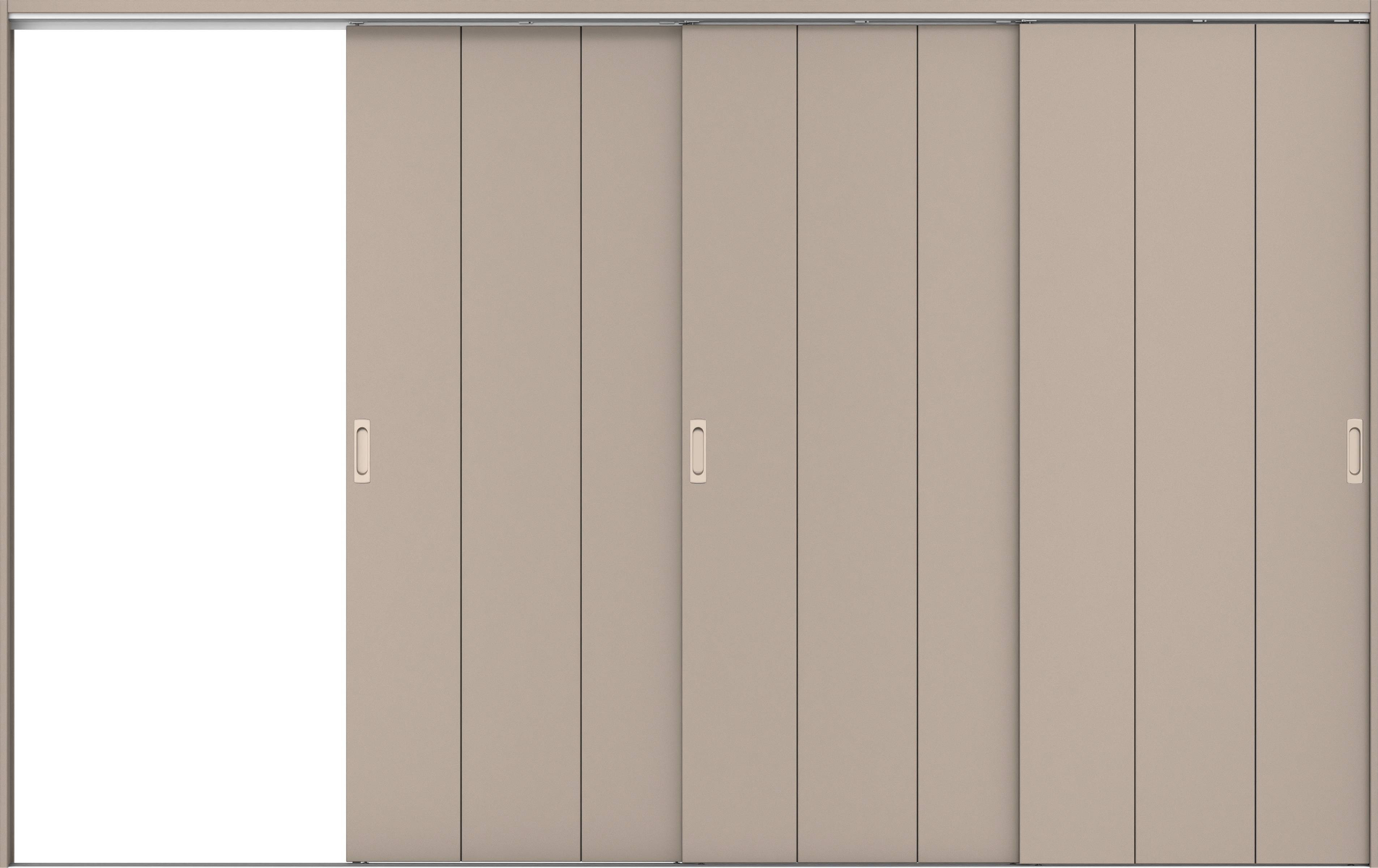 リビングドア　イエリア　吊戸・３枚片引　扉セット　Ｇ１デザイン　３２２９幅用　２０００高　〈フォググレー柄〉　左引用　錠なし　ラクラクローズ付用