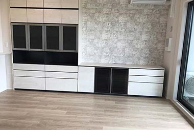 新築マンションにリビング収納と洗濯機上部と冷蔵庫上部にも収納が欲しい。