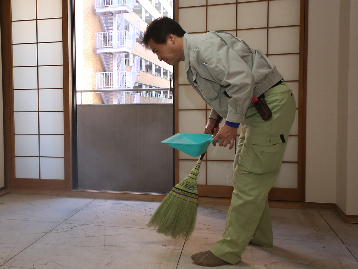 作業当日-作業前の簡単な掃除-